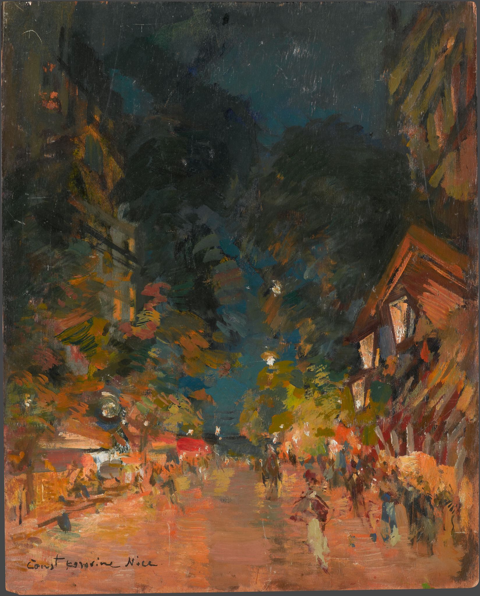 Ницца. Улица ночью, Konstantin Korovin, 1909