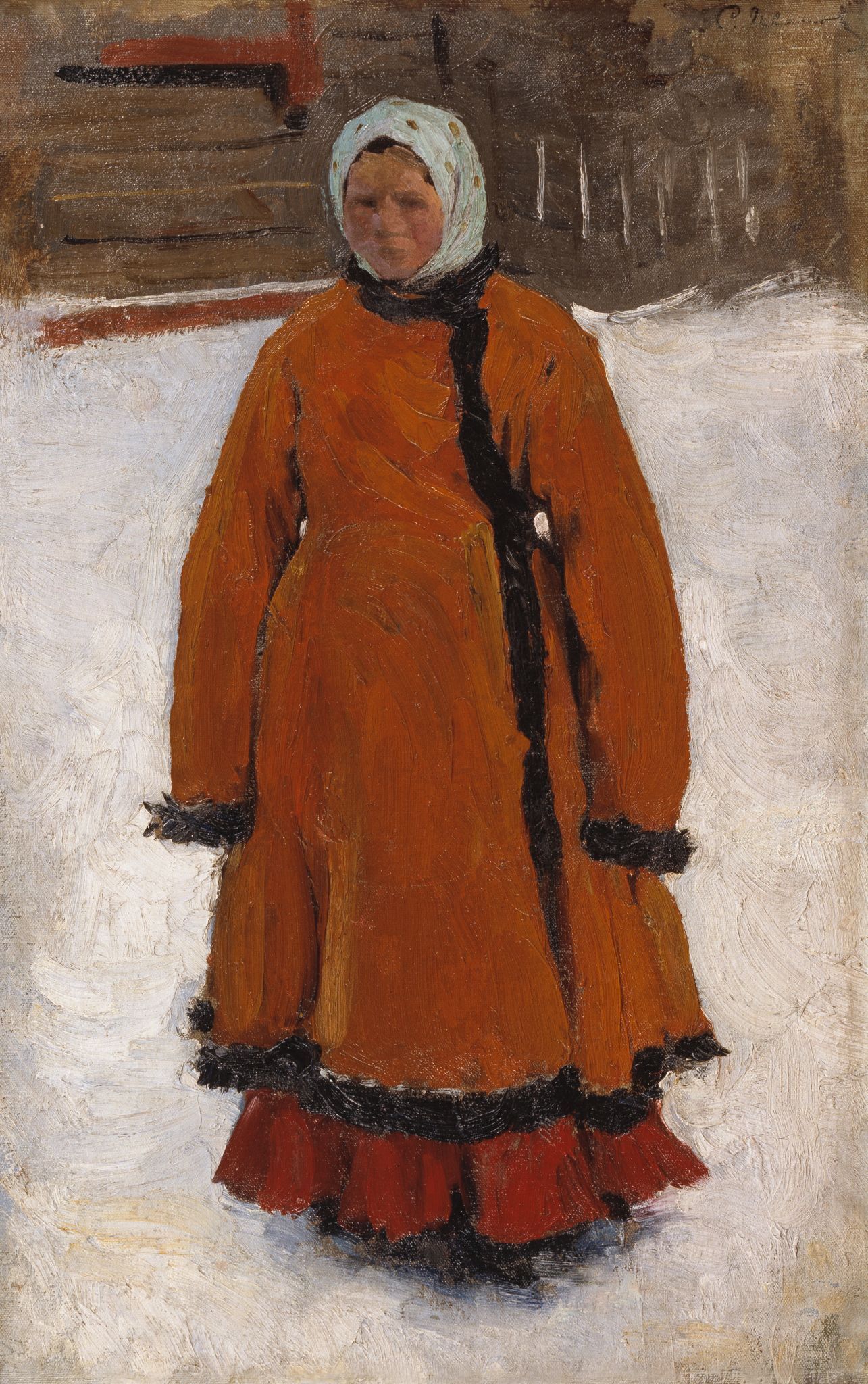 Девушка в красной шубке, Sergey Ivanov, 1903-1907