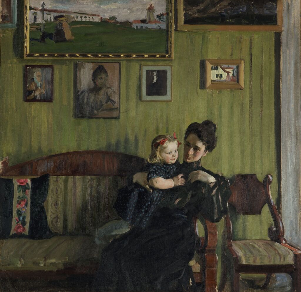 Портрет Ю. Е. Кустодиевой с дочерью Ириной