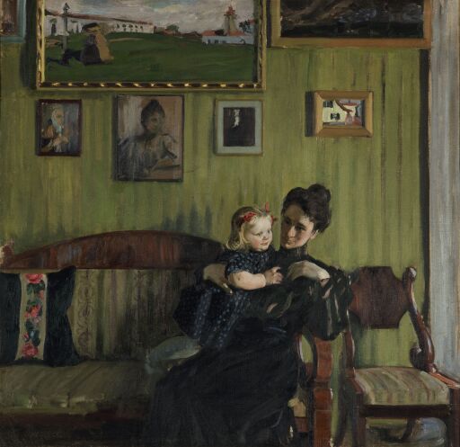 Портрет Ю.Е. Кустодиевой с дочерью Ириной