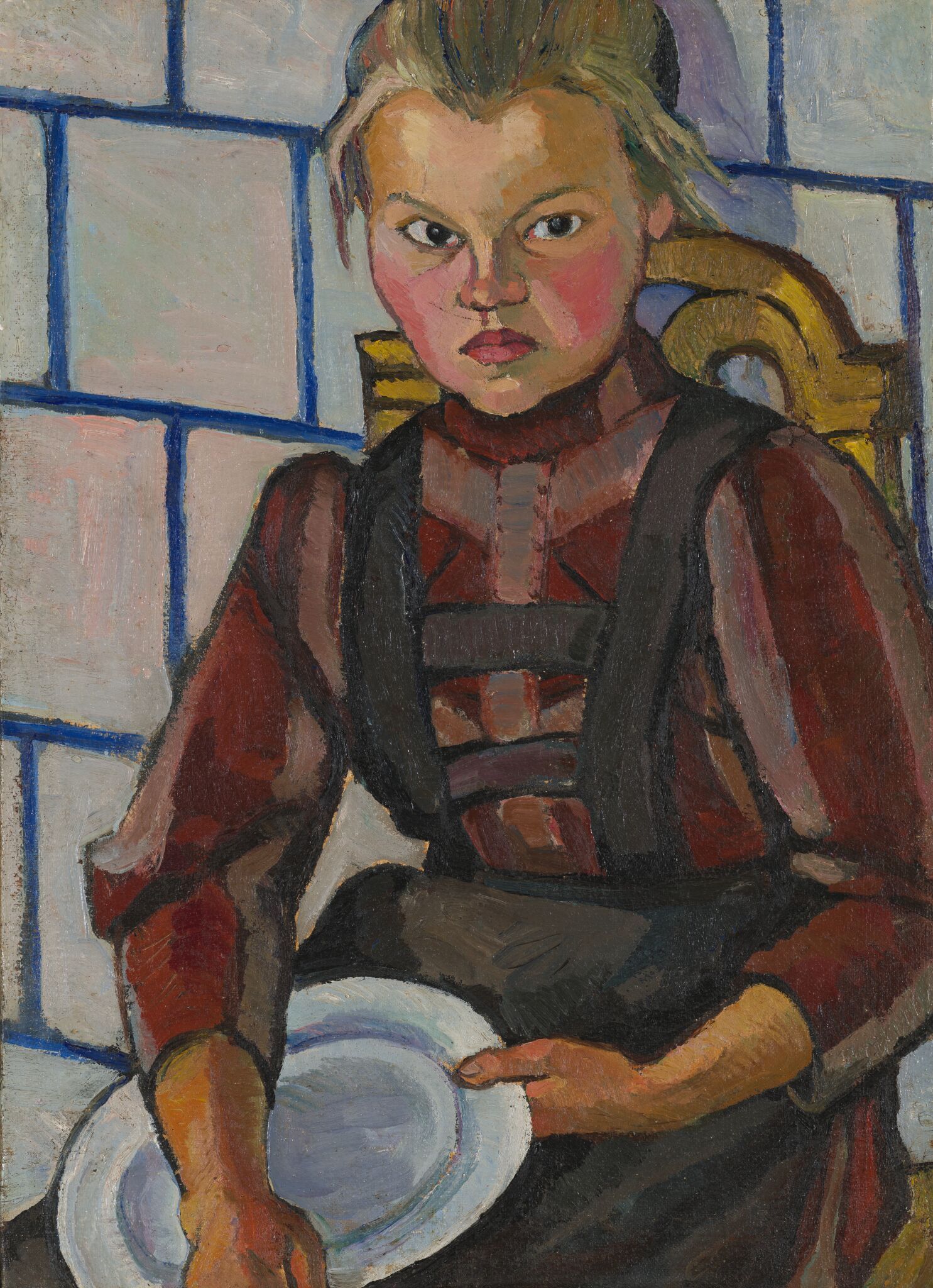 Портрет девочки на фоне печки, Liubov Popova, c. 1909