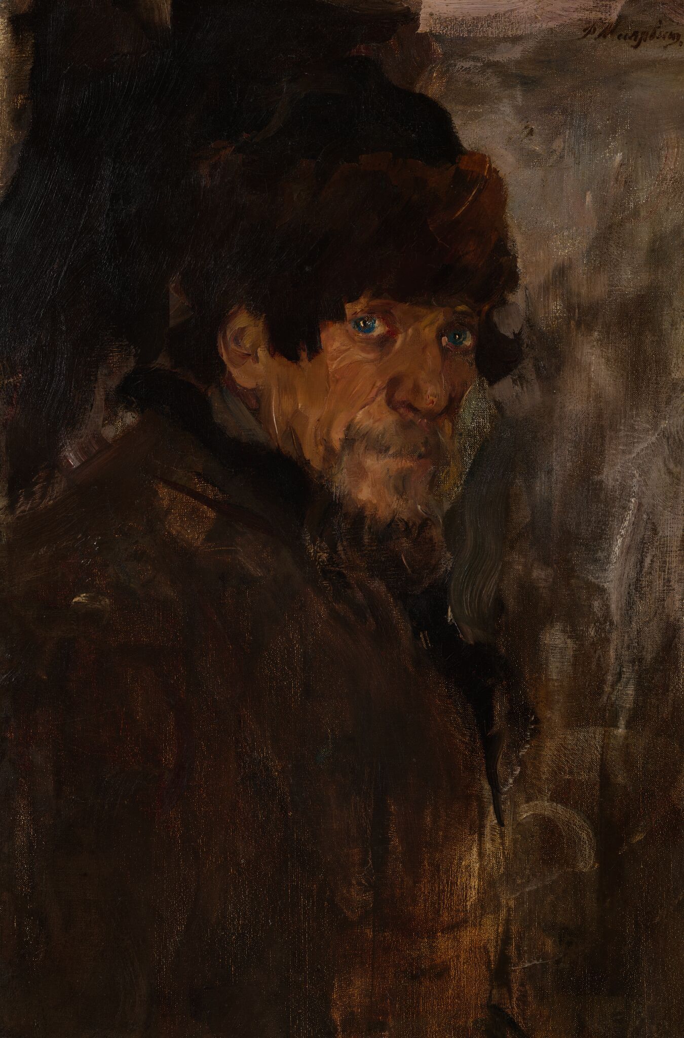 Старик в бобровой шапке, Filipp Malyavin, 1920s