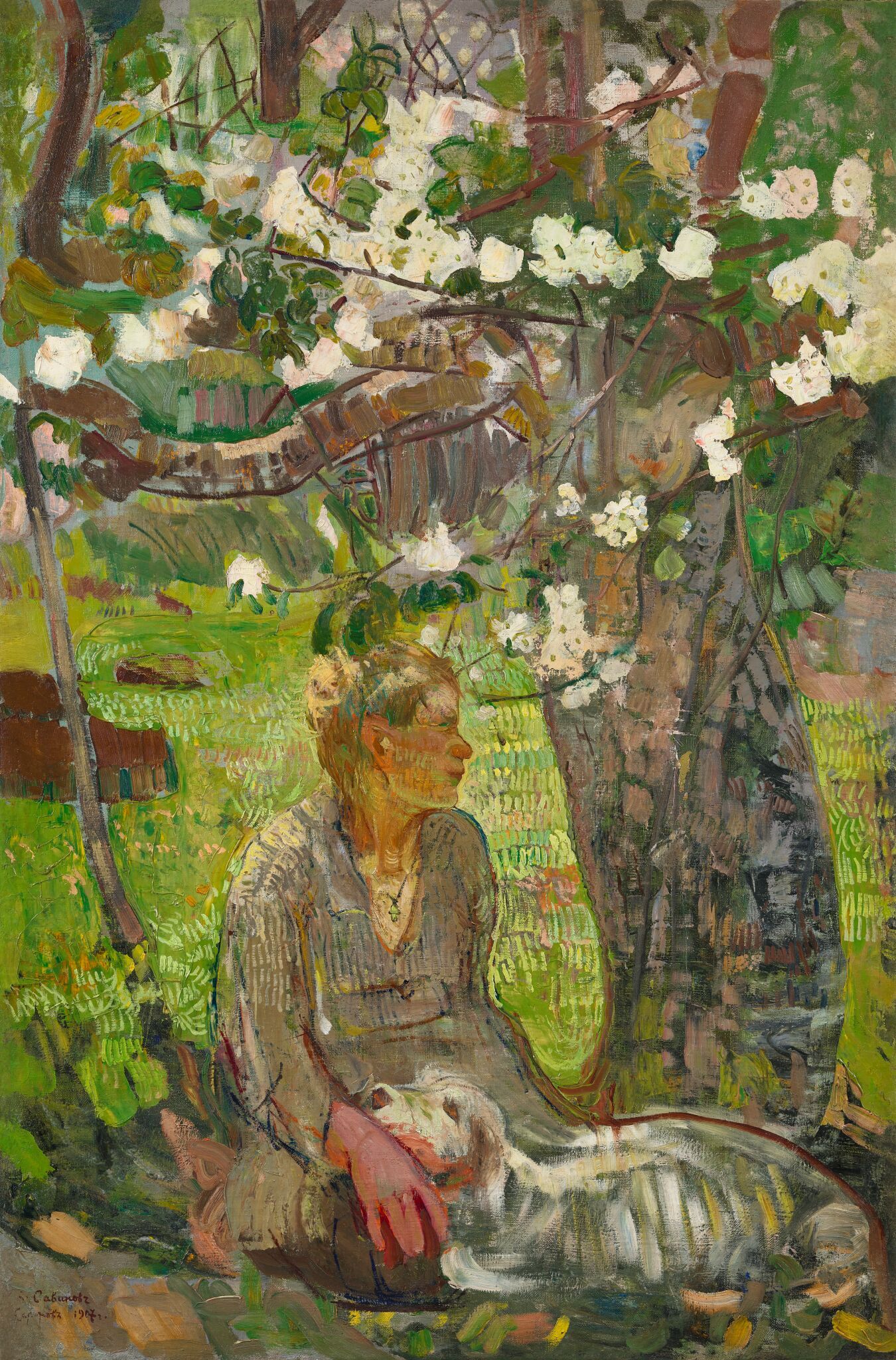 Крестьянский мальчик под яблоней, Alexander Savinov, 1907