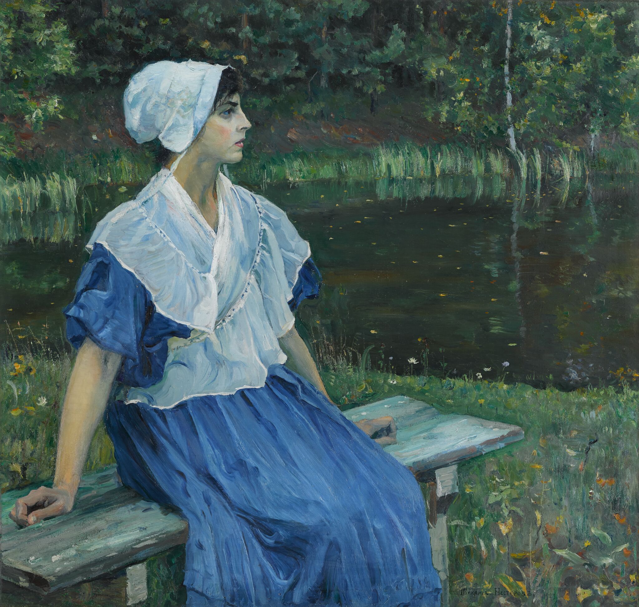 Девушка у пруда. Портрет Н.М. Нестеровой, Mikhail Nesterov, 1923