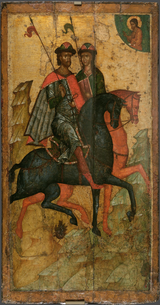 Святые князья Борис и Глеб на конях