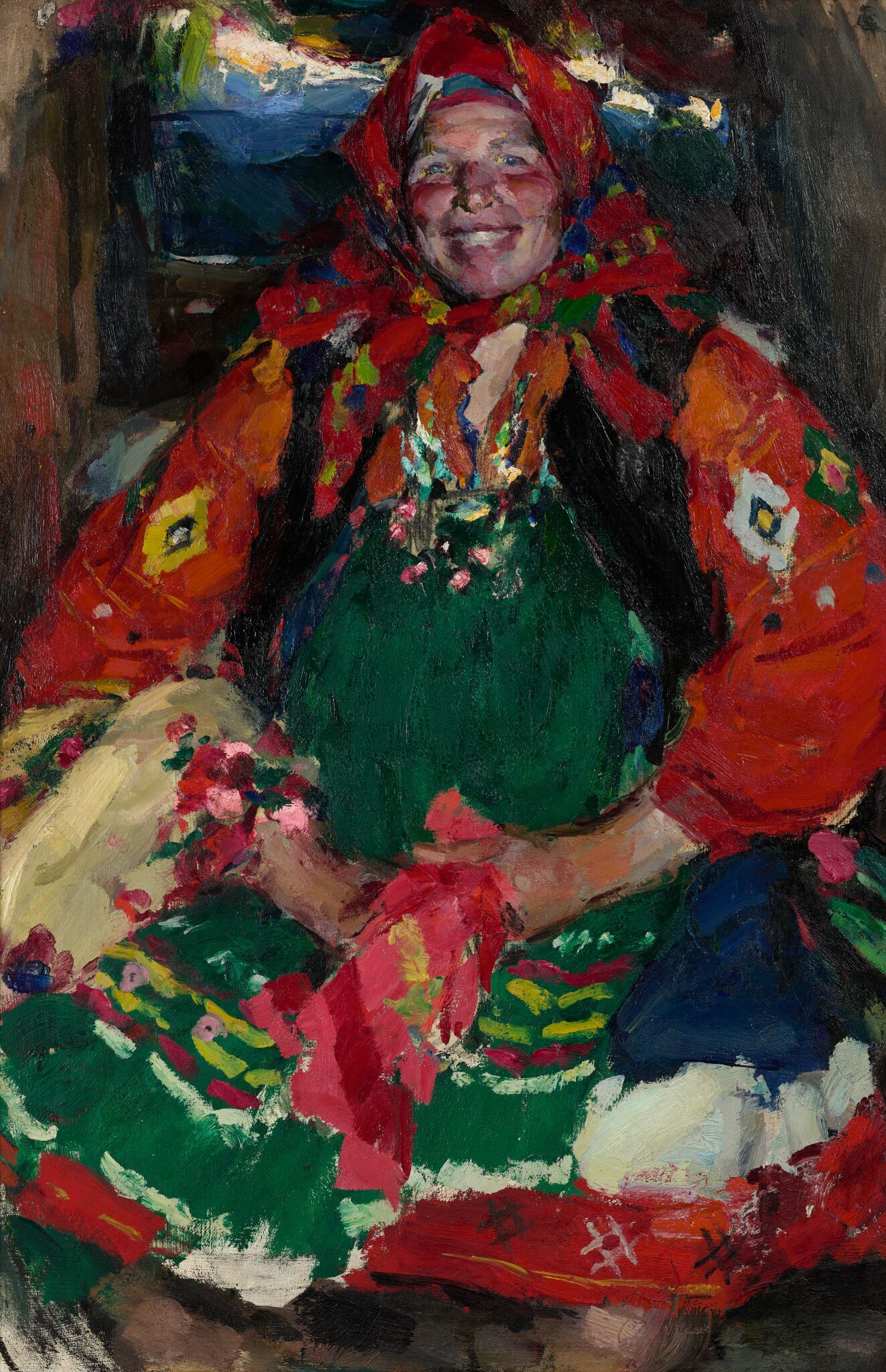 Крестьянка в зеленом фартуке, Abram Arkhipov, 1929