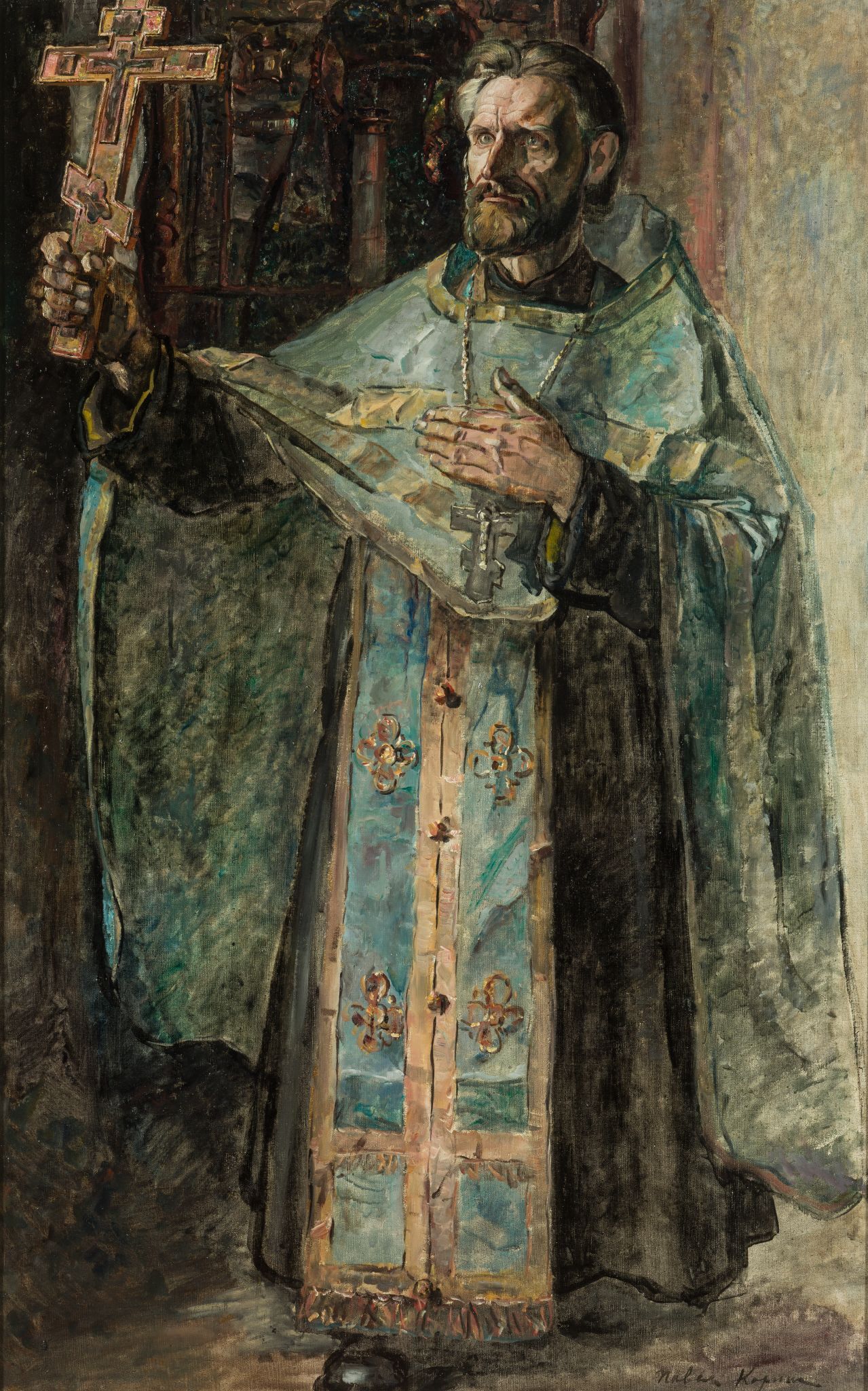 Отец Иван - священник из Палеха, Pavel Korin, 1931