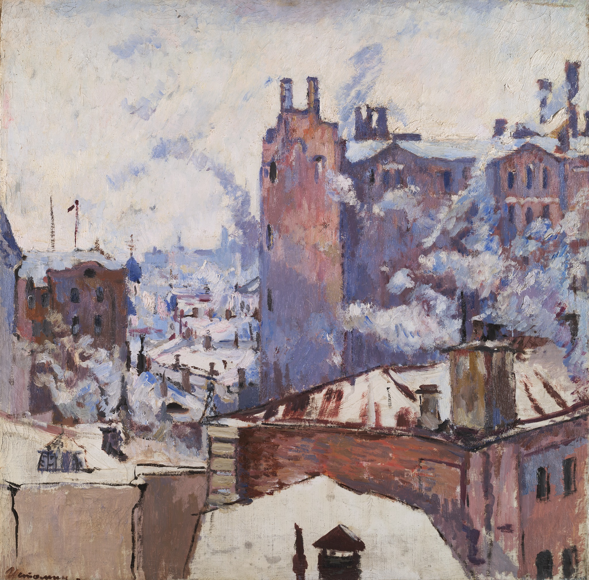 Зимний пейзаж. Московский переулок, Konstantin Istomin, 1926