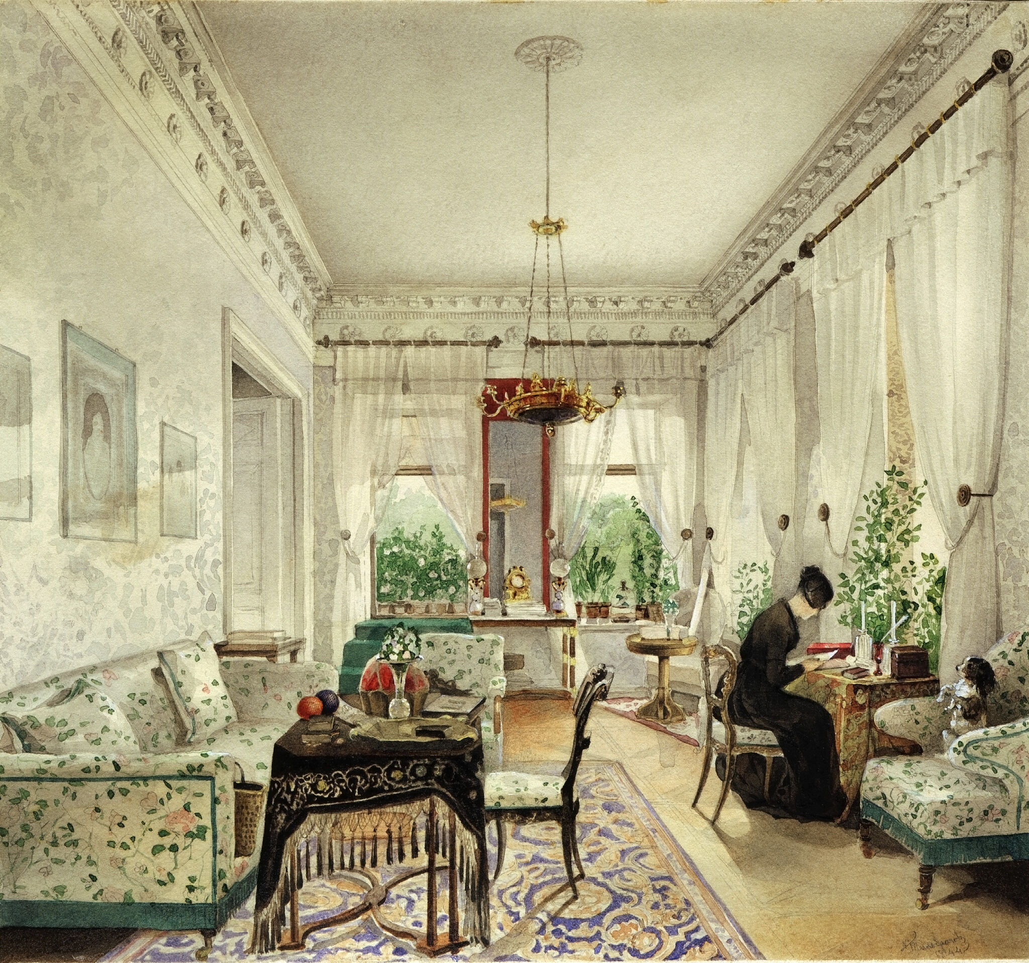 Интерьер. В имении Лопухиных, Nikolay Tikhobrazov, 1844