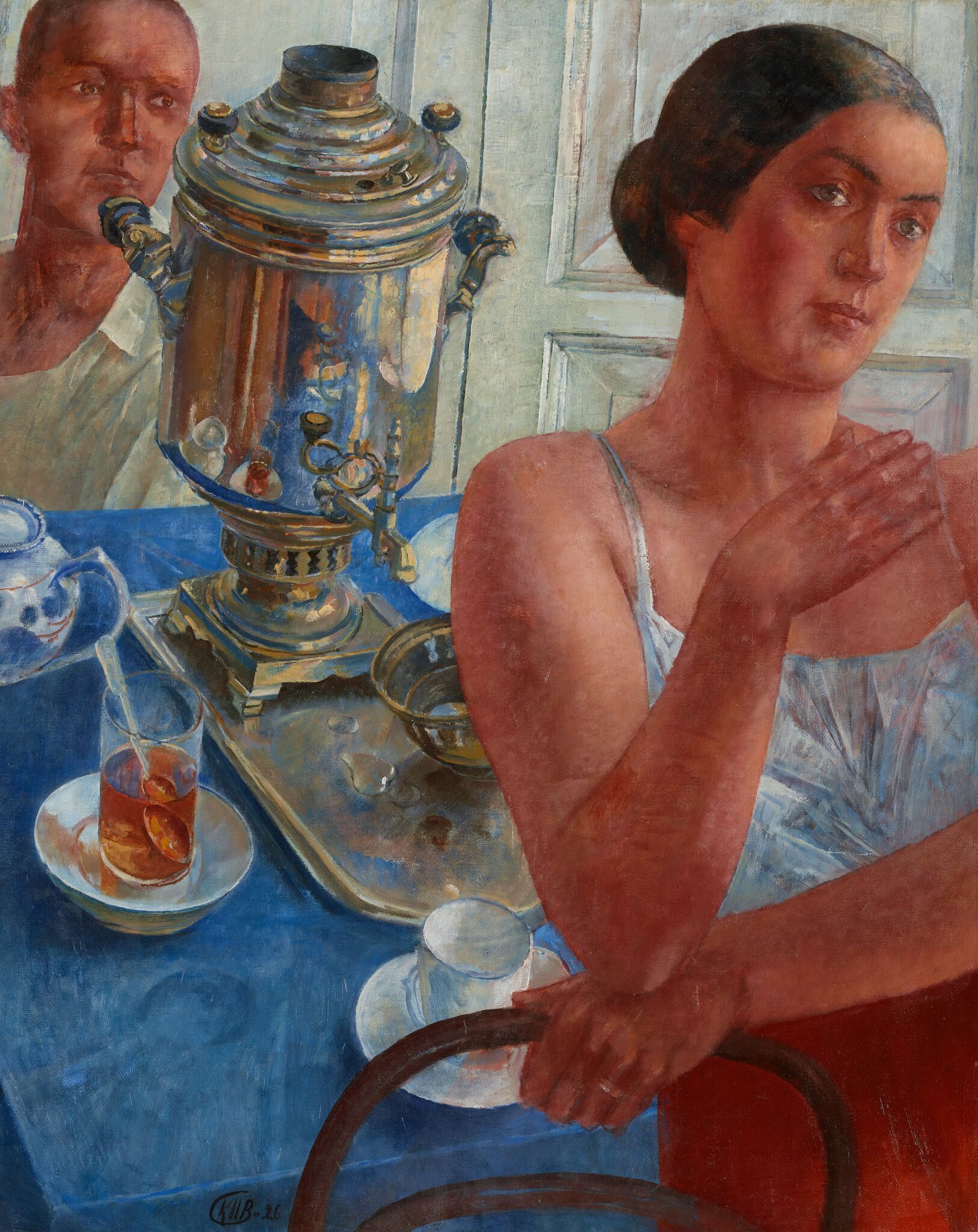 За самоваром, Kuzma Petrov-Vodkin, 1926
