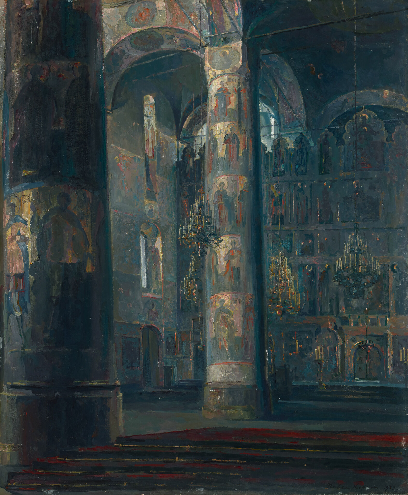 Интерьер Успенского собора в Кремле. Этюд, Pavel Korin, 1935