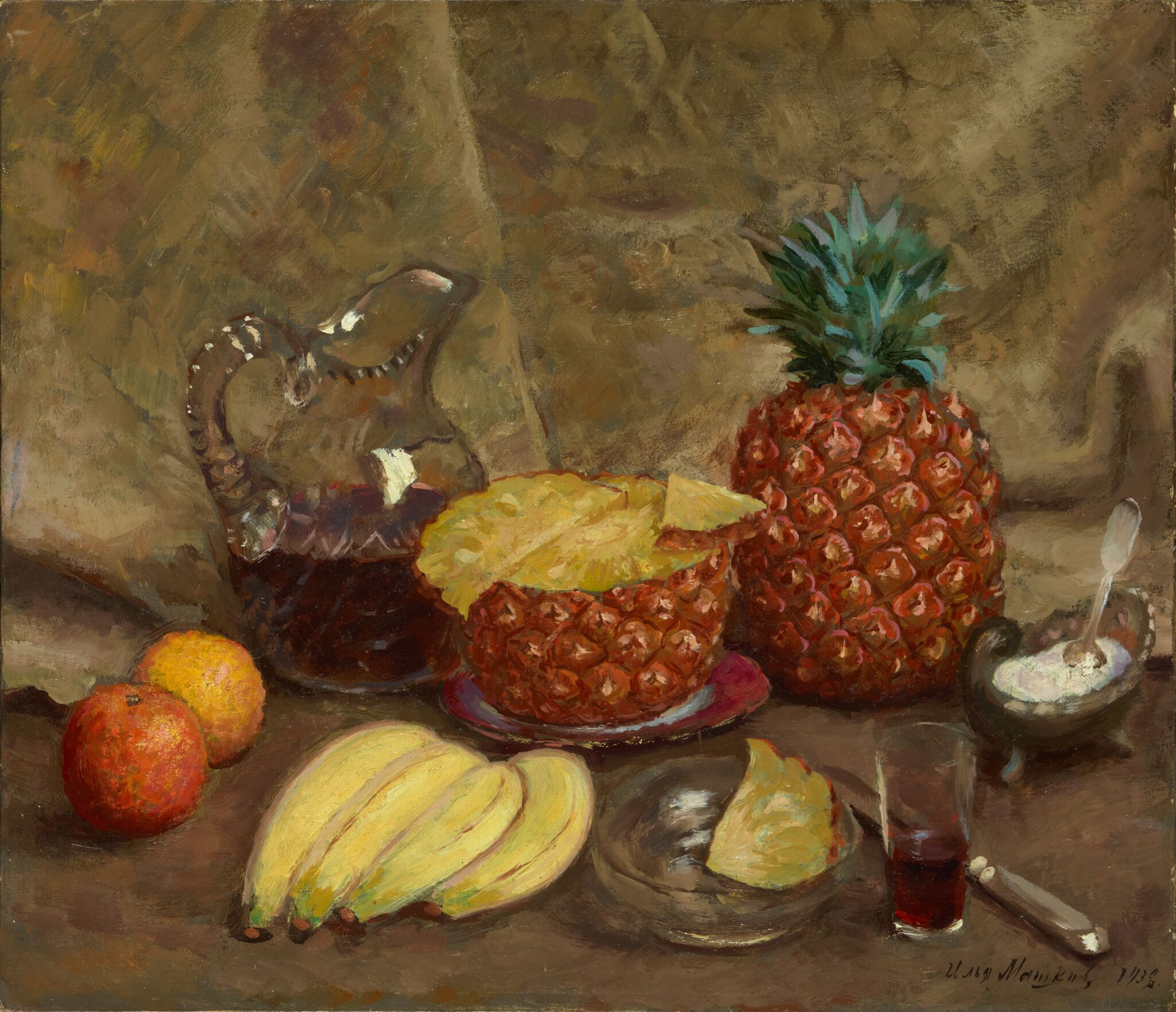Ананасы и бананы. Натюрморт, Ilya Mashkov, 1938