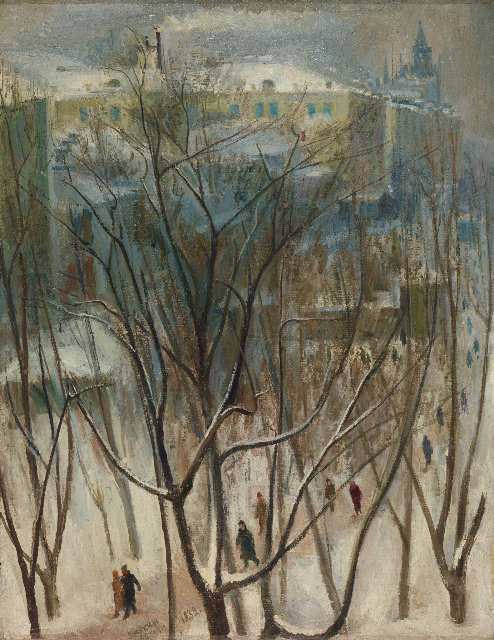 Чистопрудный бульвар зимой, Sergey Ivanovich Markin, 1932