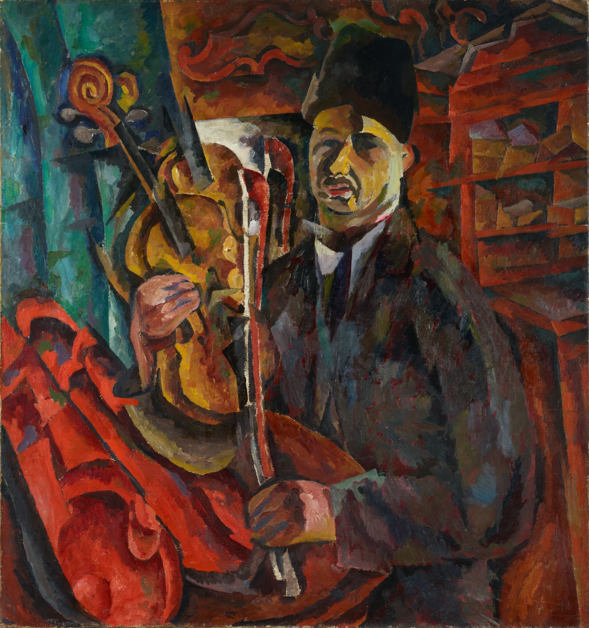 Автопортрет со скрипкой, Aristarkh Lentulov, late 1910s – early 1920s