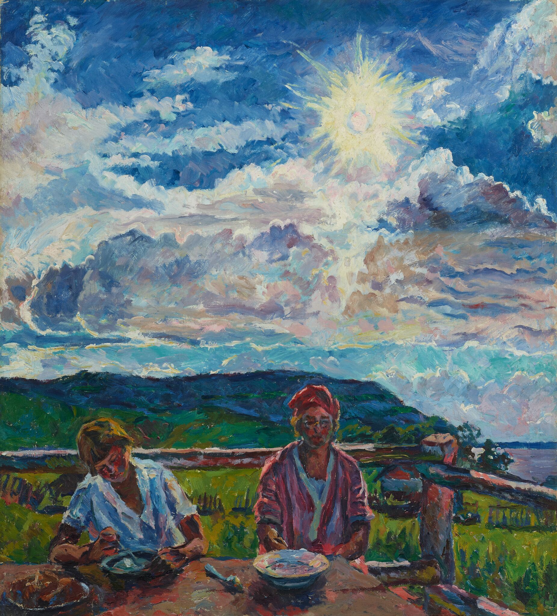 После полудня. Маркваши на Волге, Aristarkh Lentulov, 1928