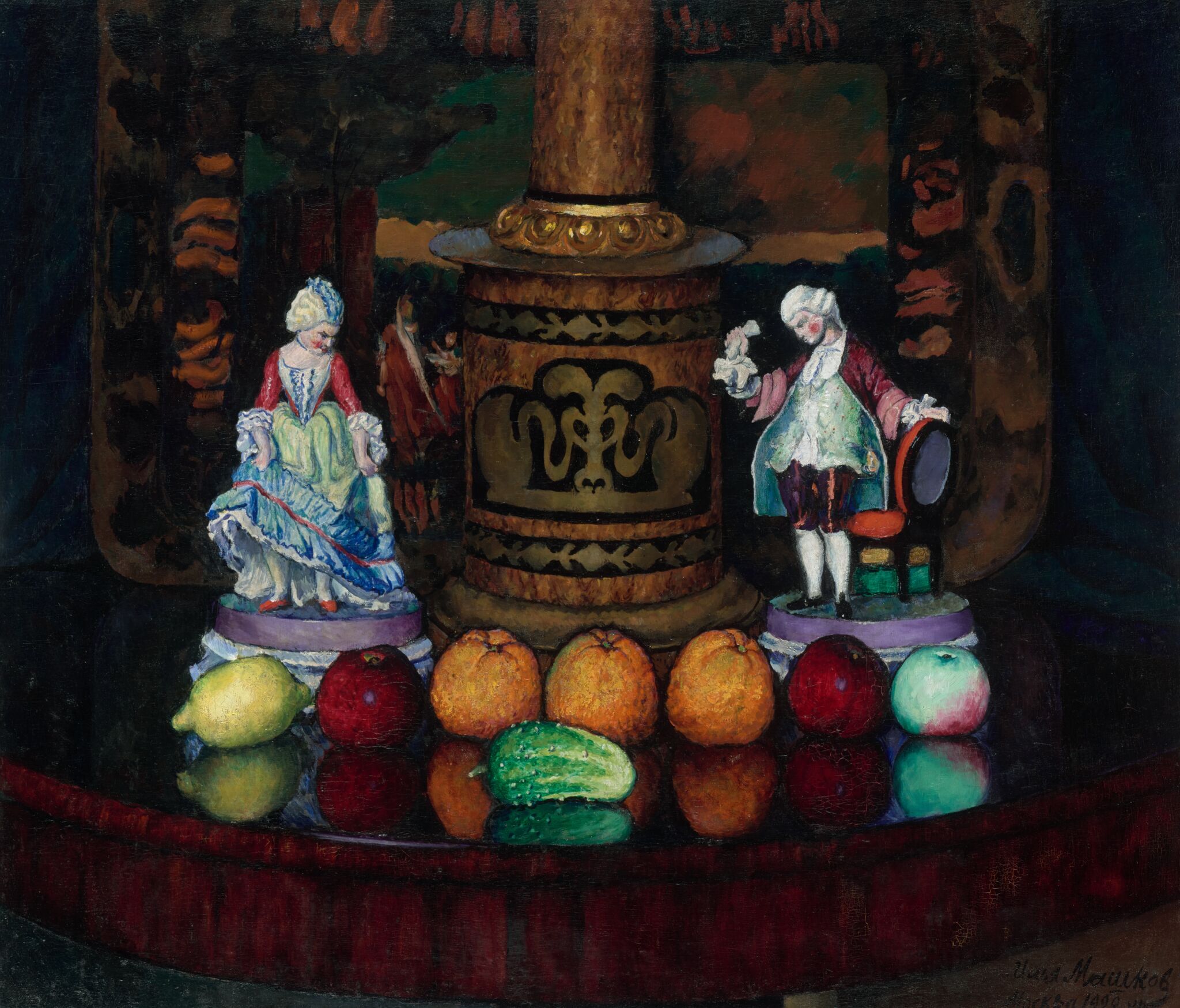 Натюрморт с фарфоровыми статуэтками, Ilya Mashkov, 1922