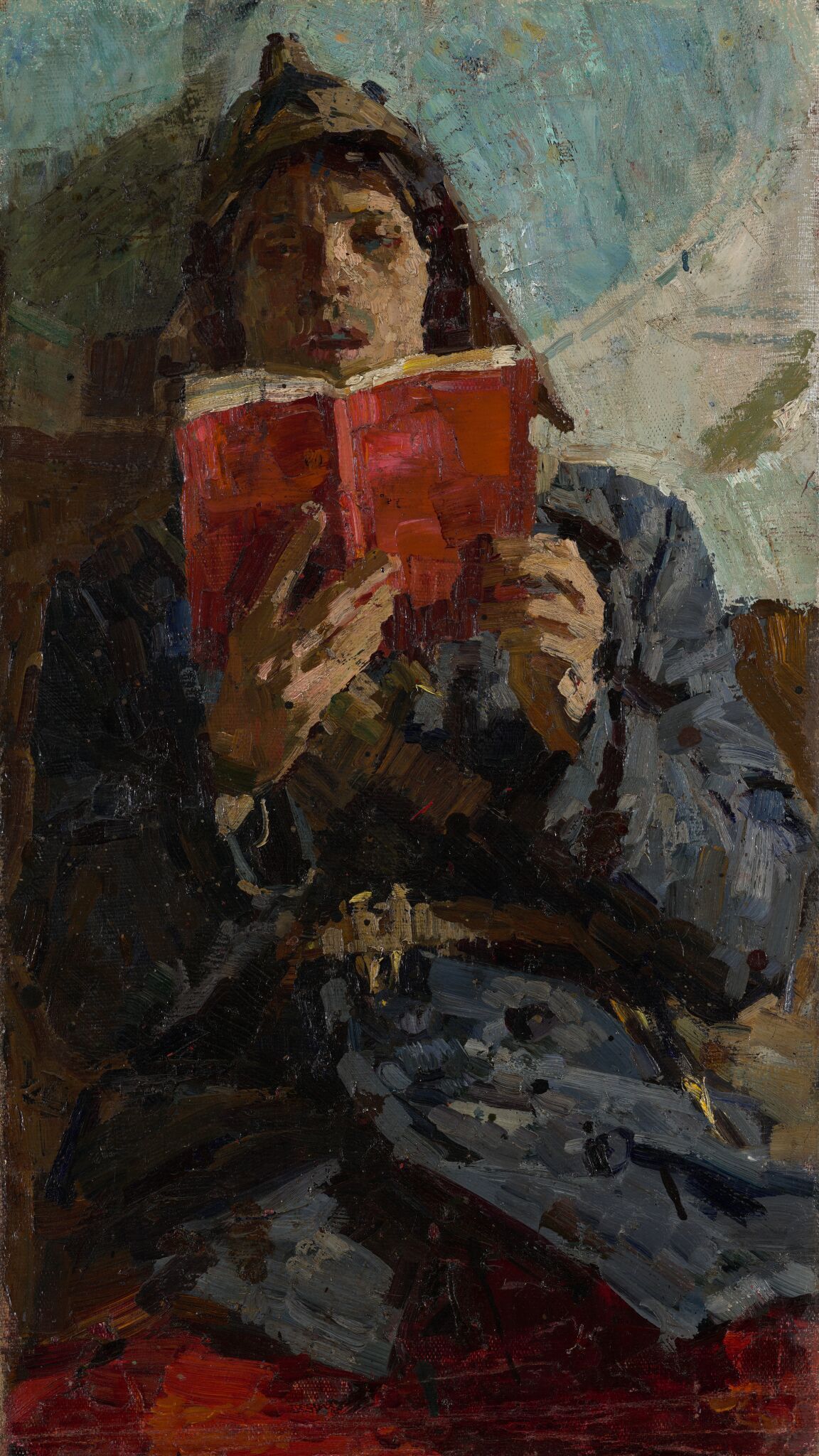 Боец в кожаной куртке. Этюд к картине «Между боями», Aleksei Tkachev, 1960