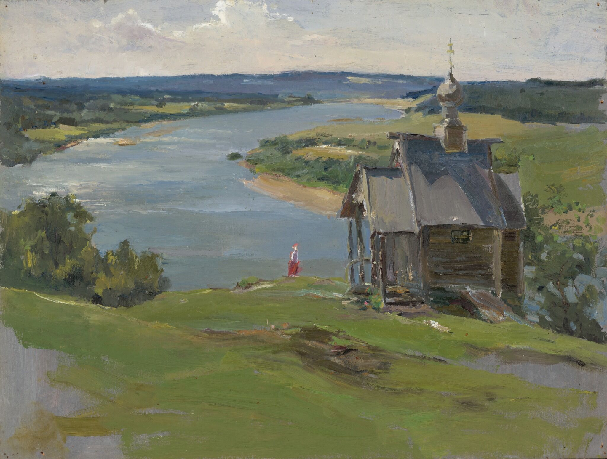 Ока близ Бехово (с декорацией часовни к фильму «Накануне»), Leonid Astafyev, 1959