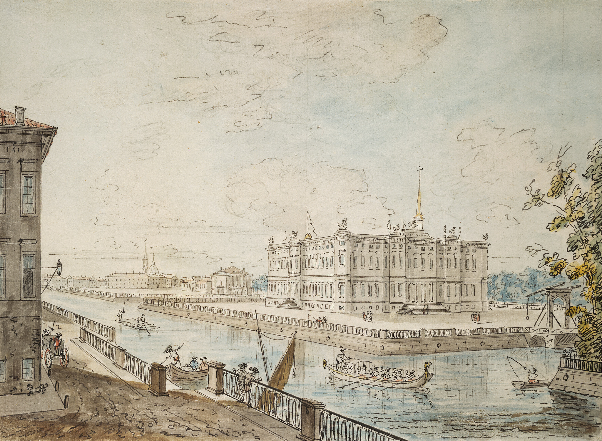 Вид Михайловского замка в Санкт-Петербурге, Fyodor Alekseyev, 1799-1800