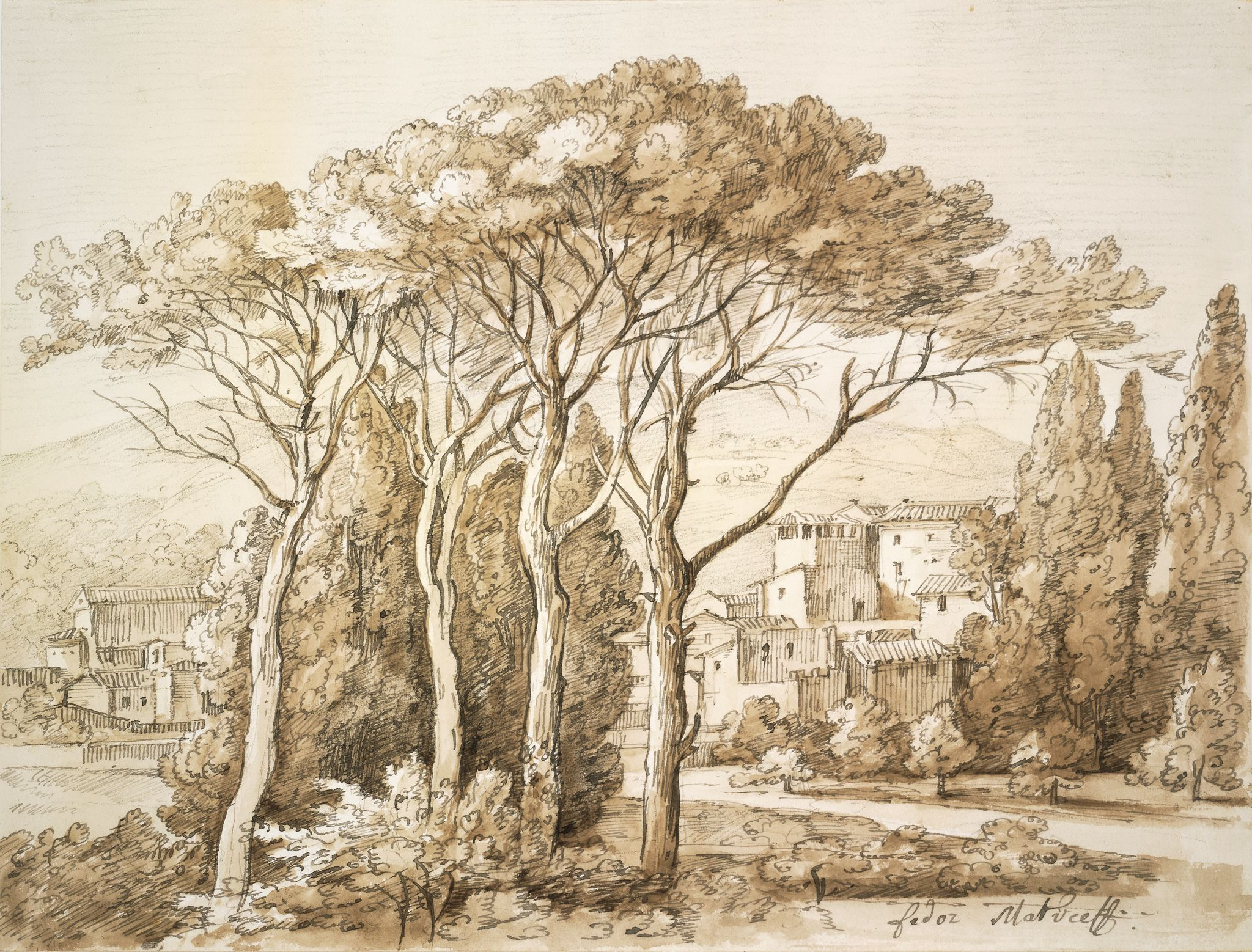 Пейзаж с пиниями, Fyodor Matveyev, 1800s