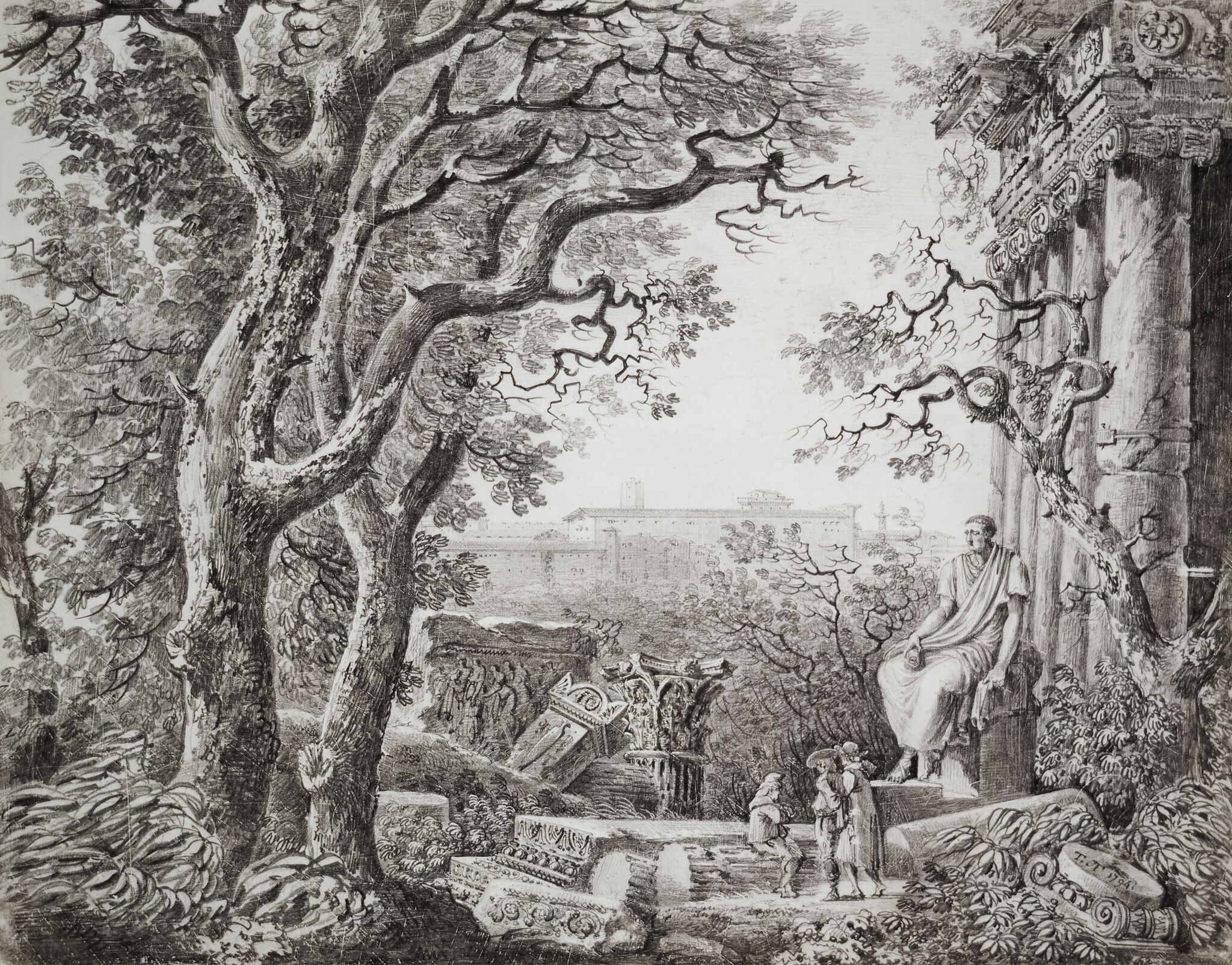 Пейзаж с античными руинами, Jean-François Thomas de Thomon, 1794