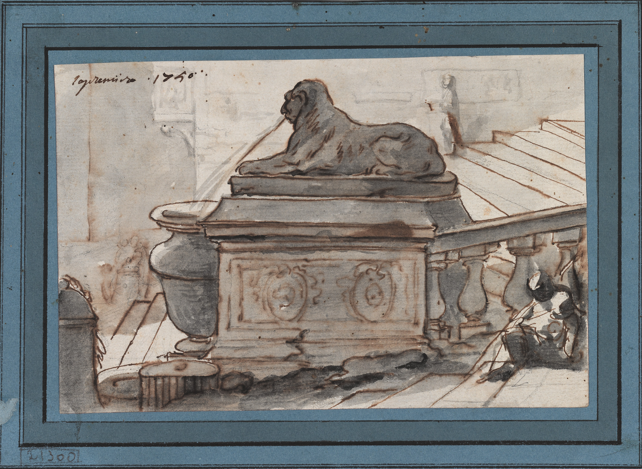 Лестница со скульптурным львом. Рим, Gabriel François Doyen, 1750