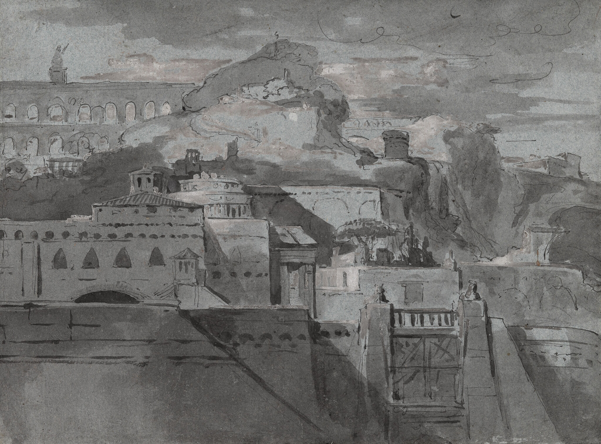 Античные руины, окруженные стеной, Gabriel François Doyen, first half of the 1750s