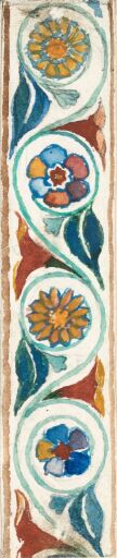 Мотив вьющегося орнамента с различными цветками в завитках. Эскиз для росписи собора Св.Владимира в Киеве