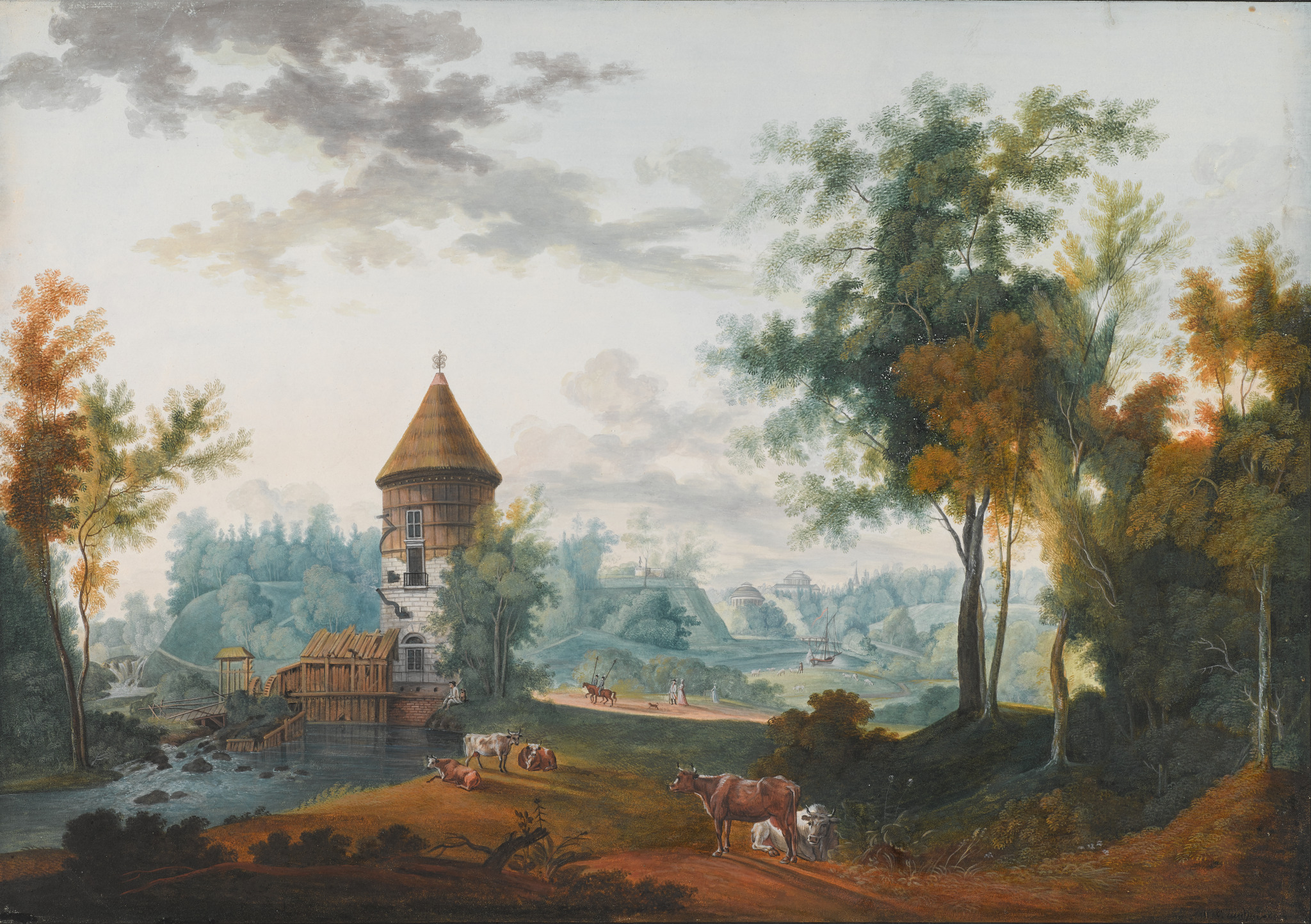 Мельница и башня Пиль в Павловске, Semyon Shchedrin, no earlier than 1797