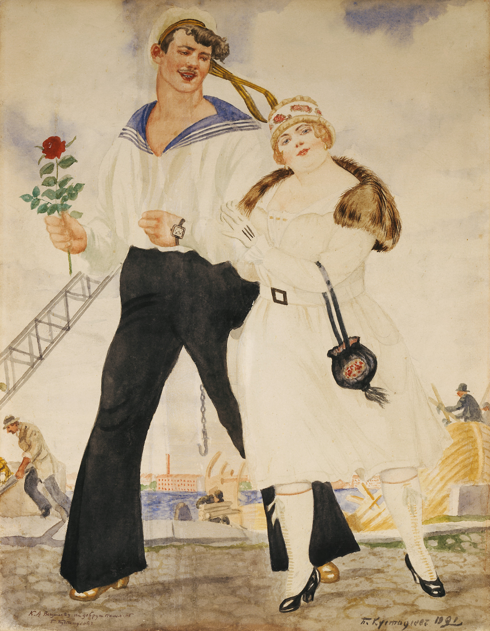 Матрос и милая, Boris Kustodiev, 1921