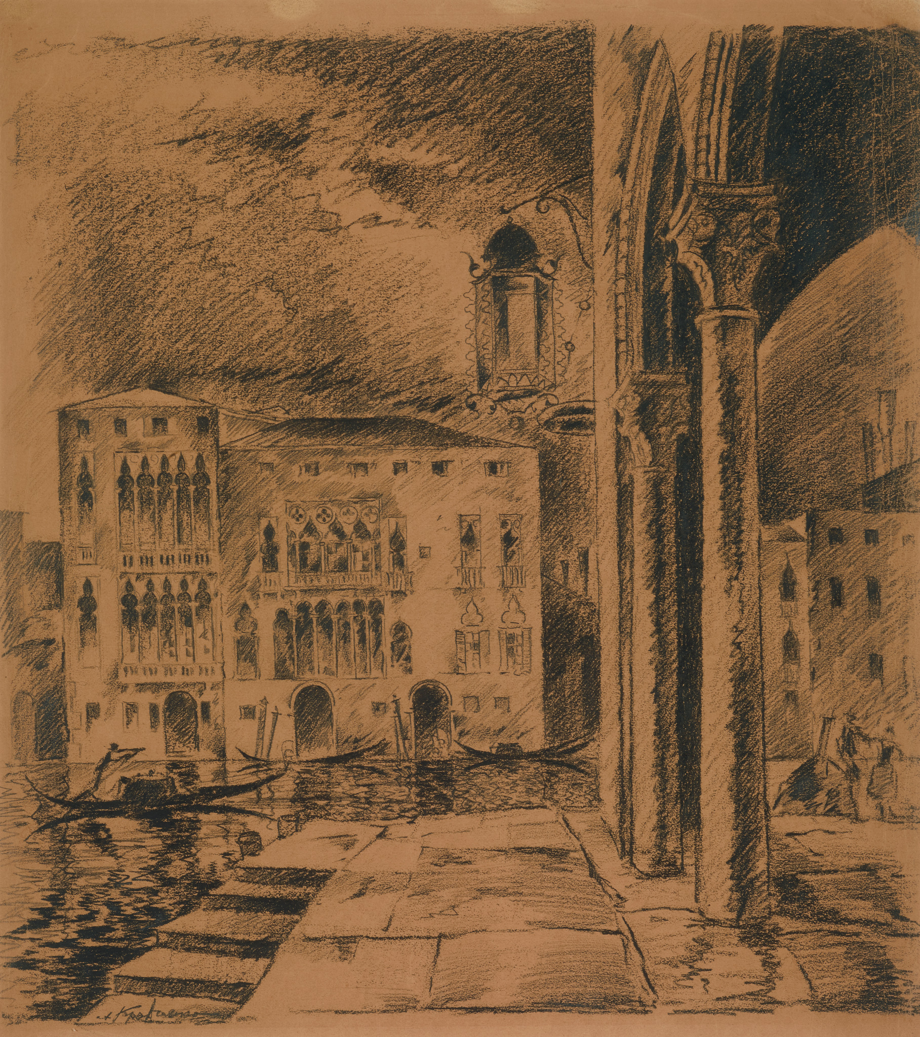 Венеция. Вид на дворец Ка Д'Оро с рыночной площади, Aleksei Kravchenko, 1925-1926