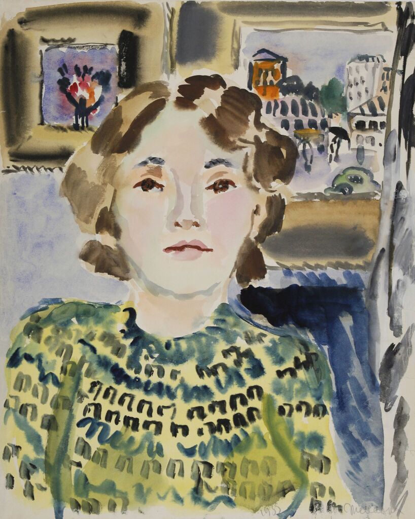 Автопортрет на фоне картин