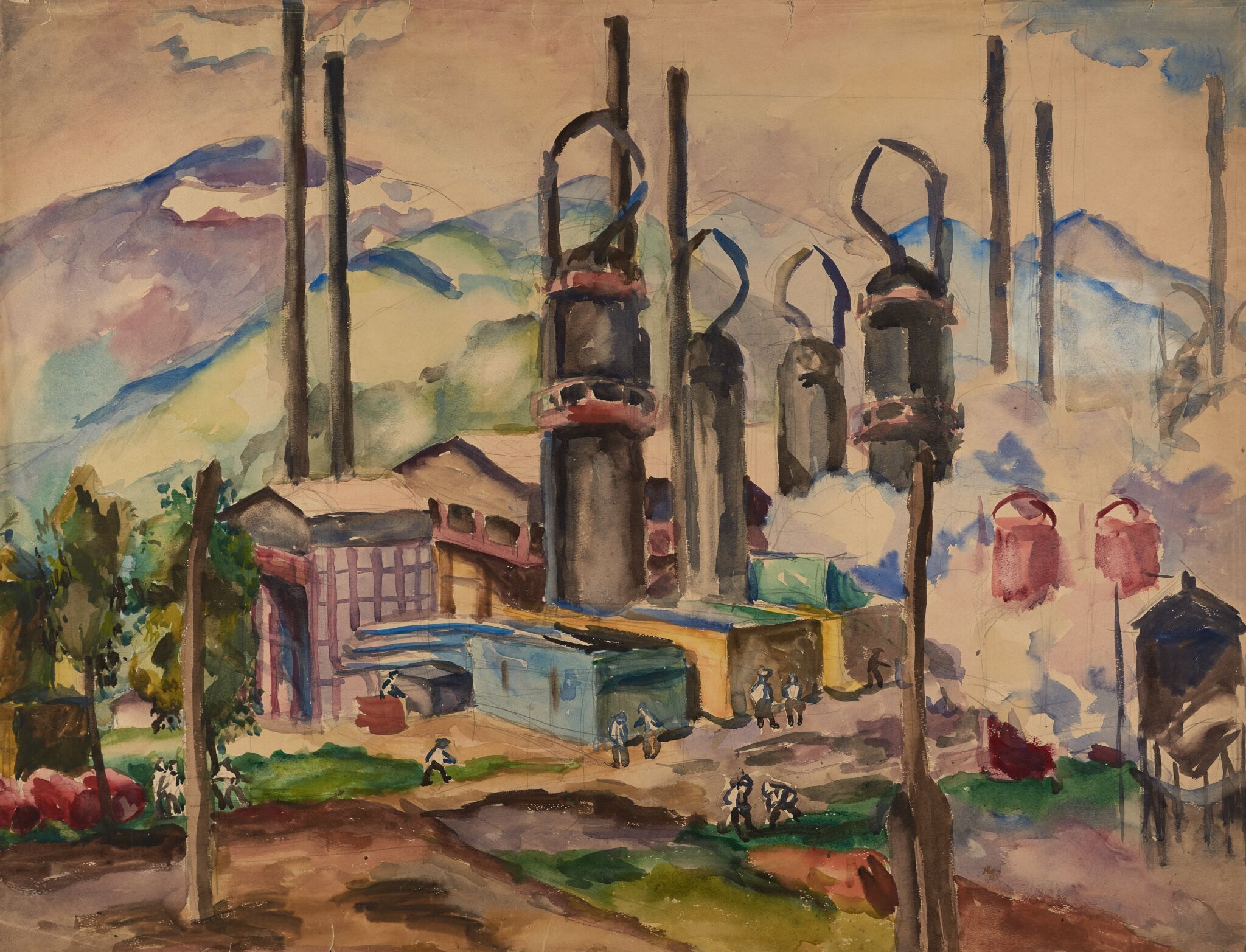 Нефтеперегонный завод в Батуми, Aristarkh Lentulov, 1931-1932