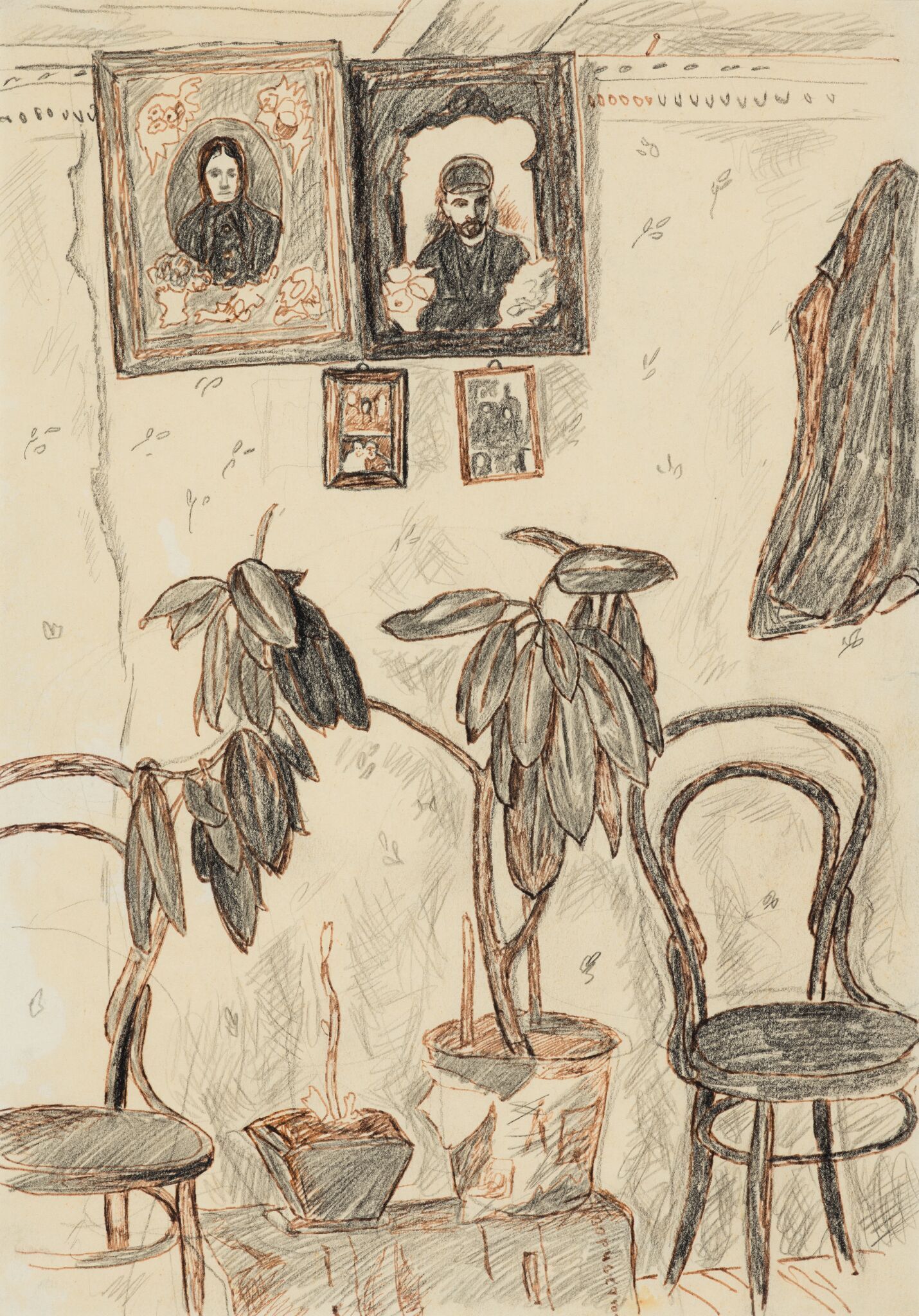 Интерьер с фикусами, Victor Popkov, 1966-1969