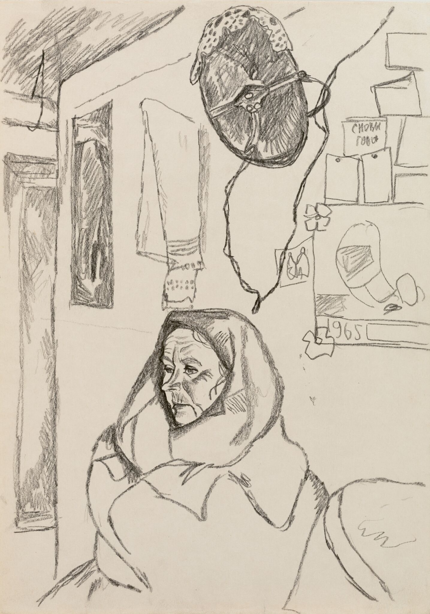 Женщина в платке, Victor Popkov, 1965-1966