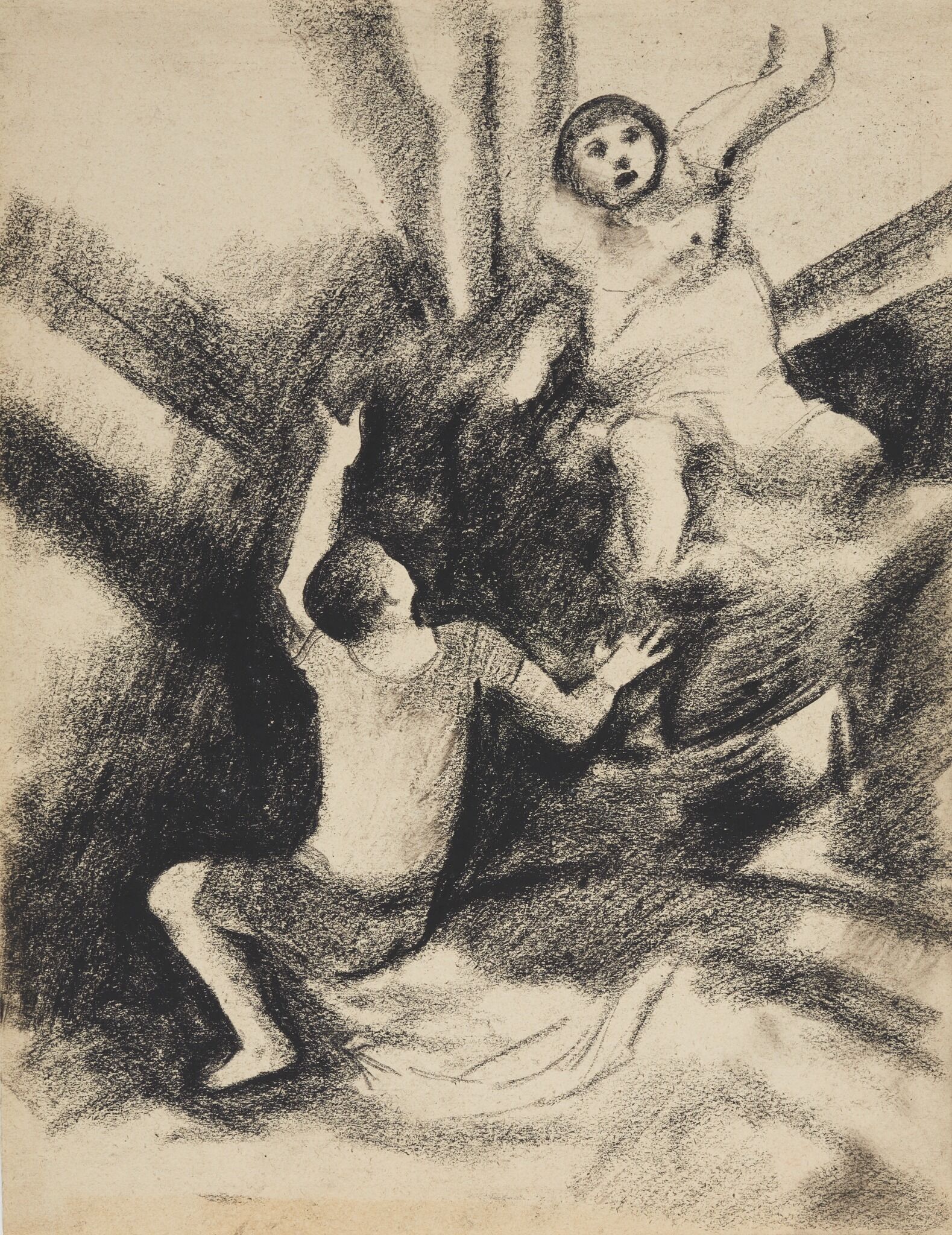 Двухфигурная композиция. Из цикла «Воскрешение мертвых» (1921-1922), Vasily Chekrygin, 1922
