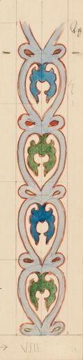 Мотив геометрического орнамента: четыре звена сердцевидного плетения. Эскиз для росписи собора св.Владимира в Киеве