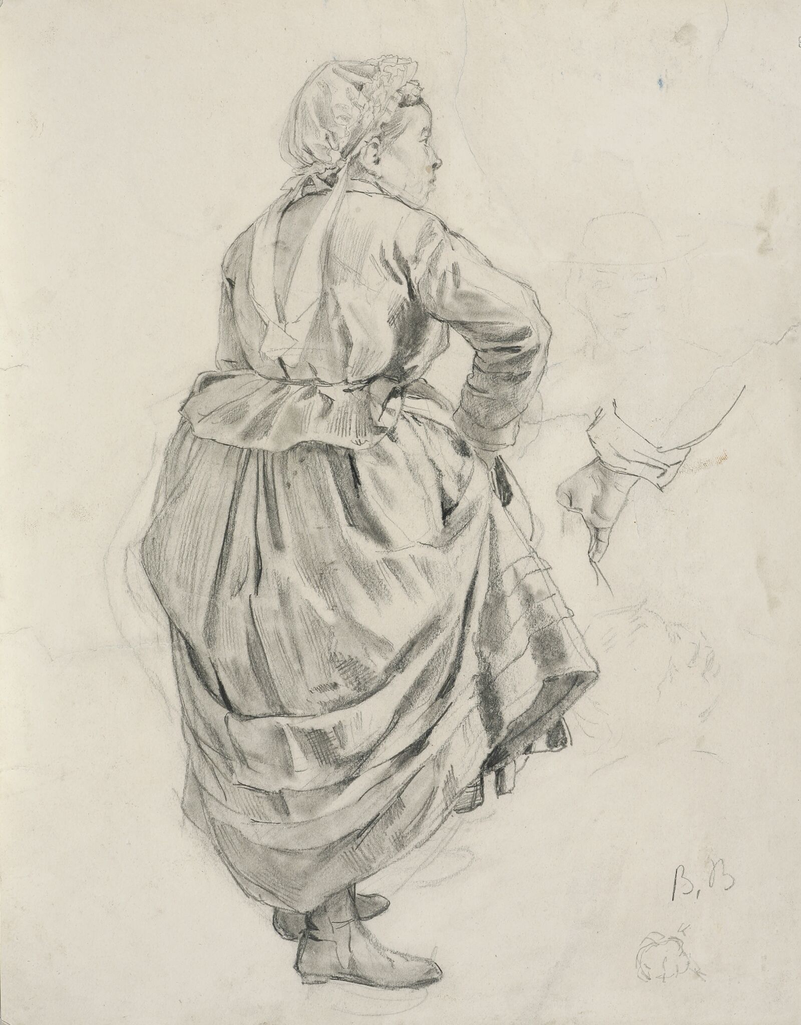 Парижская няня. Рука. Набросок, Viktor Vasnetsov, 1876