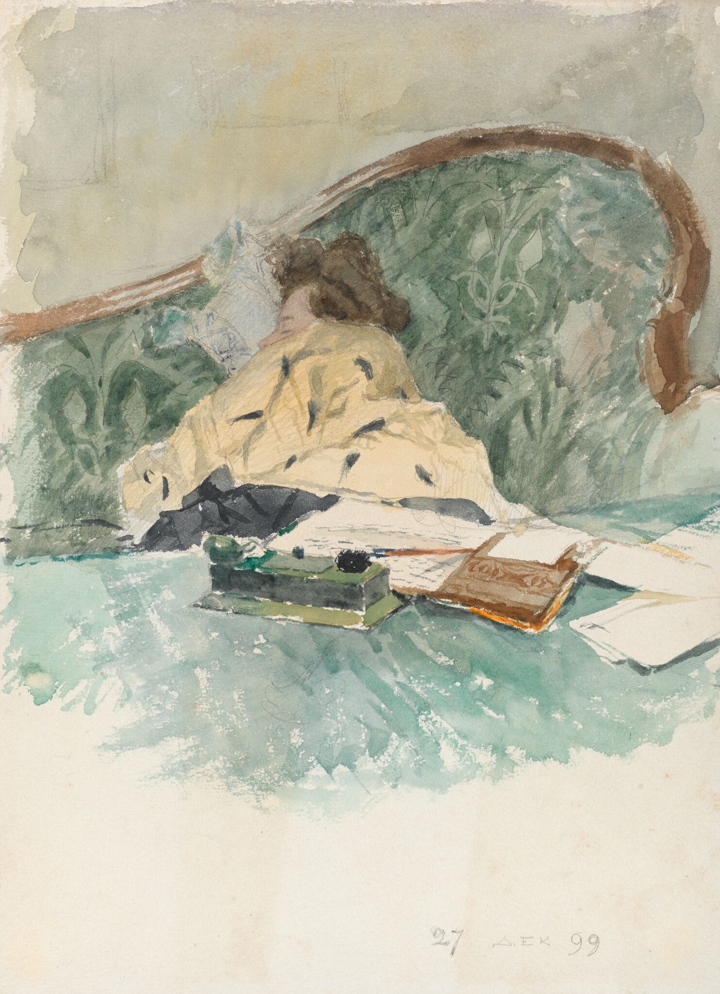 Спящая на диване (Л.П. Гриценко), Nikolay Gritsenko, 1899