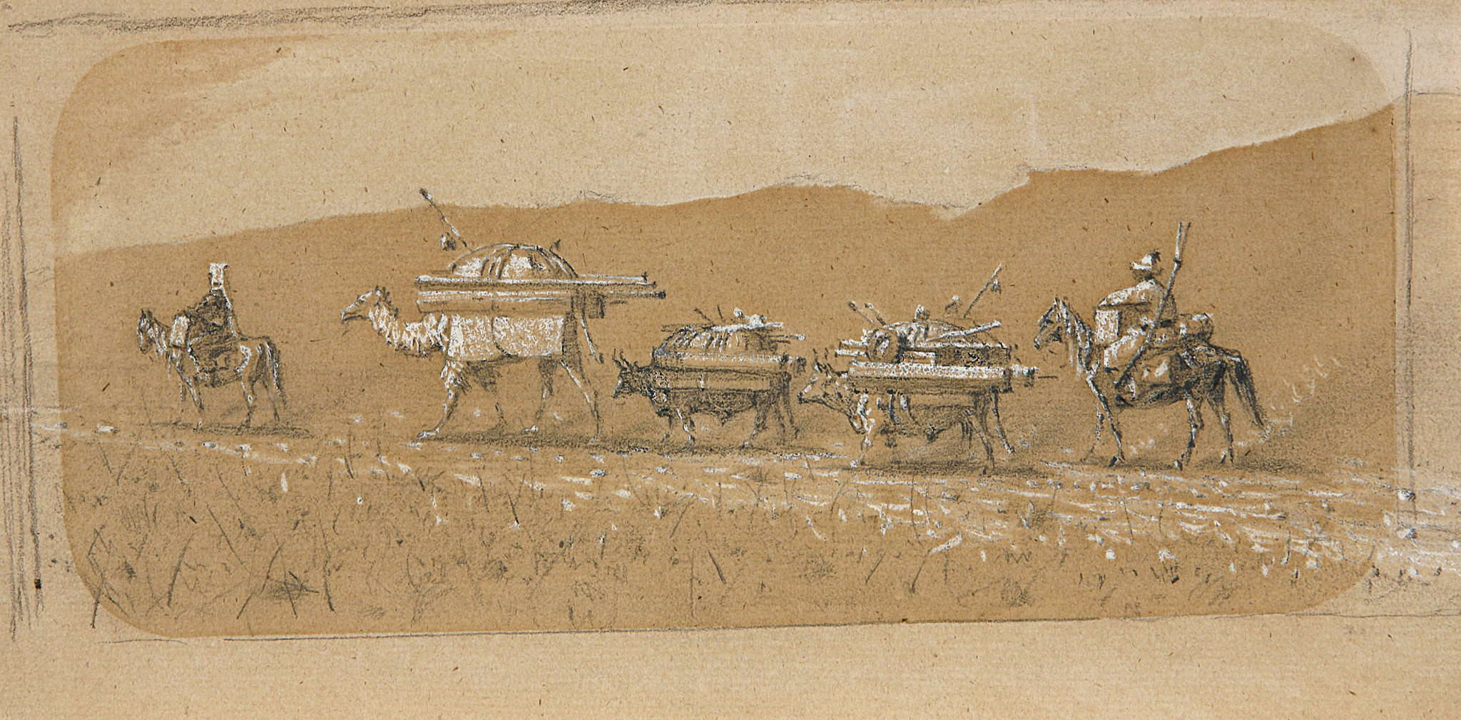 Перекочевка киргизов. Лист из альбома, Vasily Vereshchagin, 1869-1870