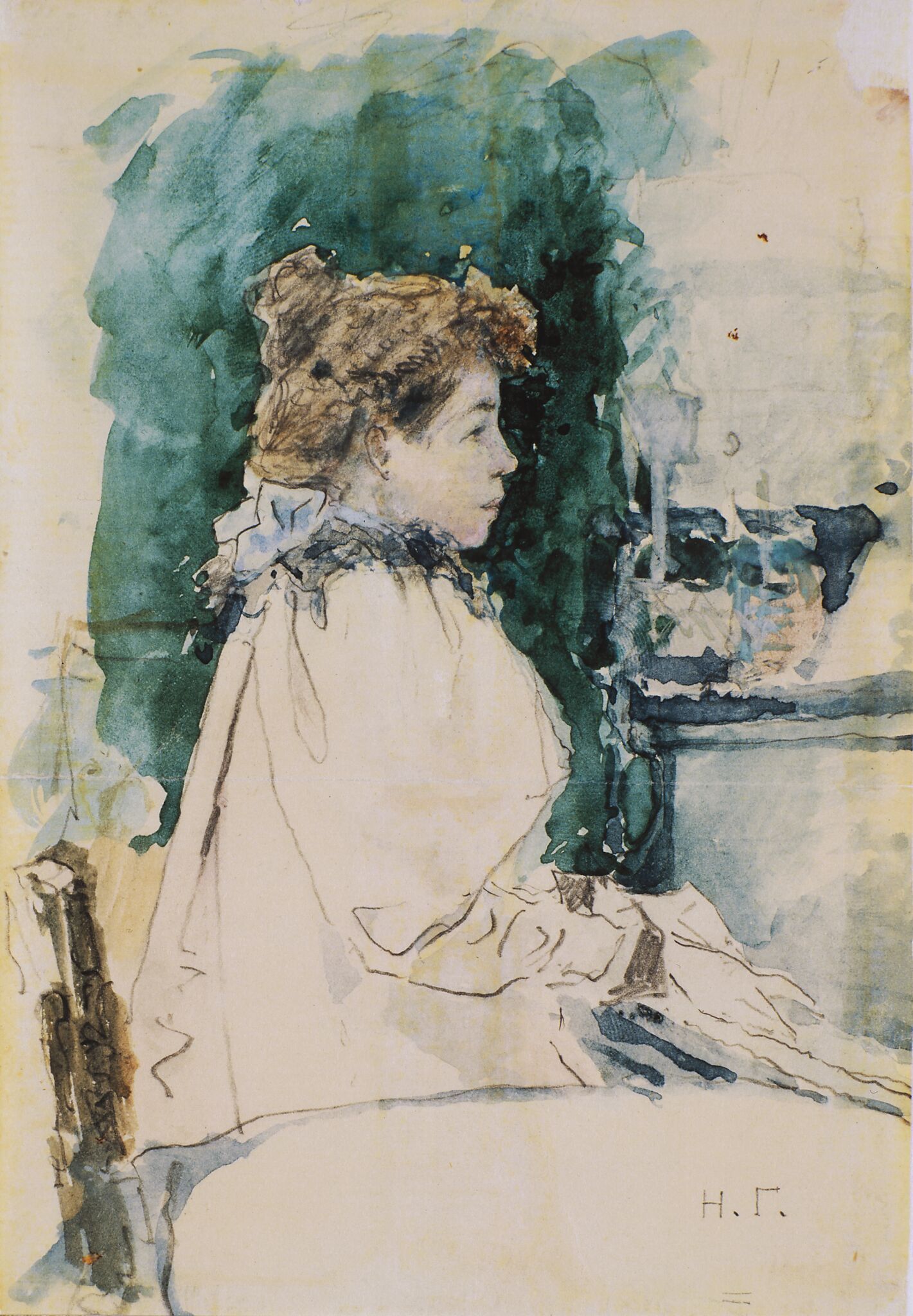 За фортепьяно (Л.П. Гриценко), Nikolay Gritsenko, 1899-1900