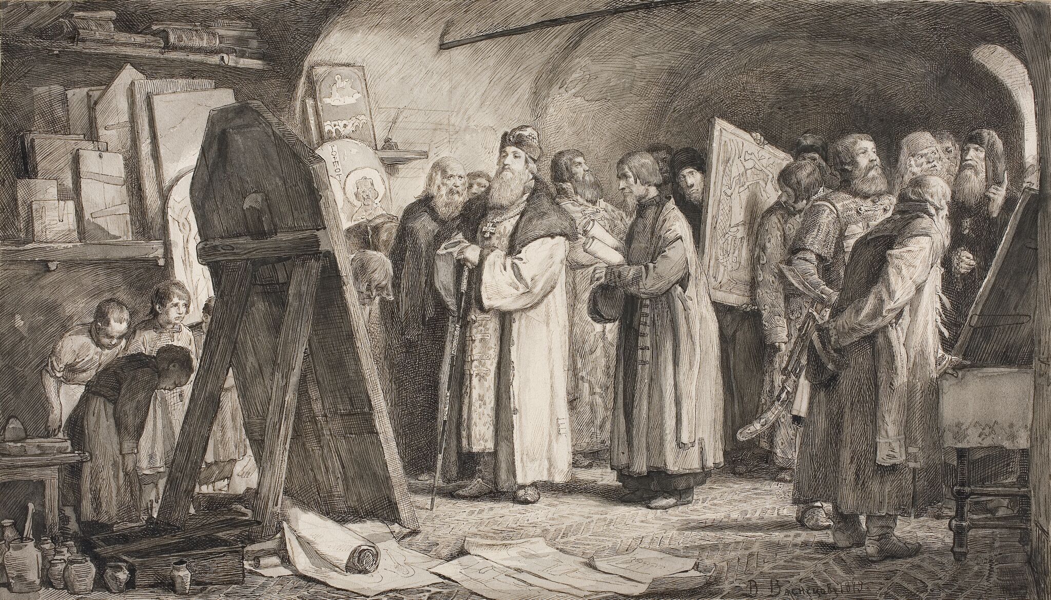 Княжеская иконописная мастерская, Viktor Vasnetsov, 1879