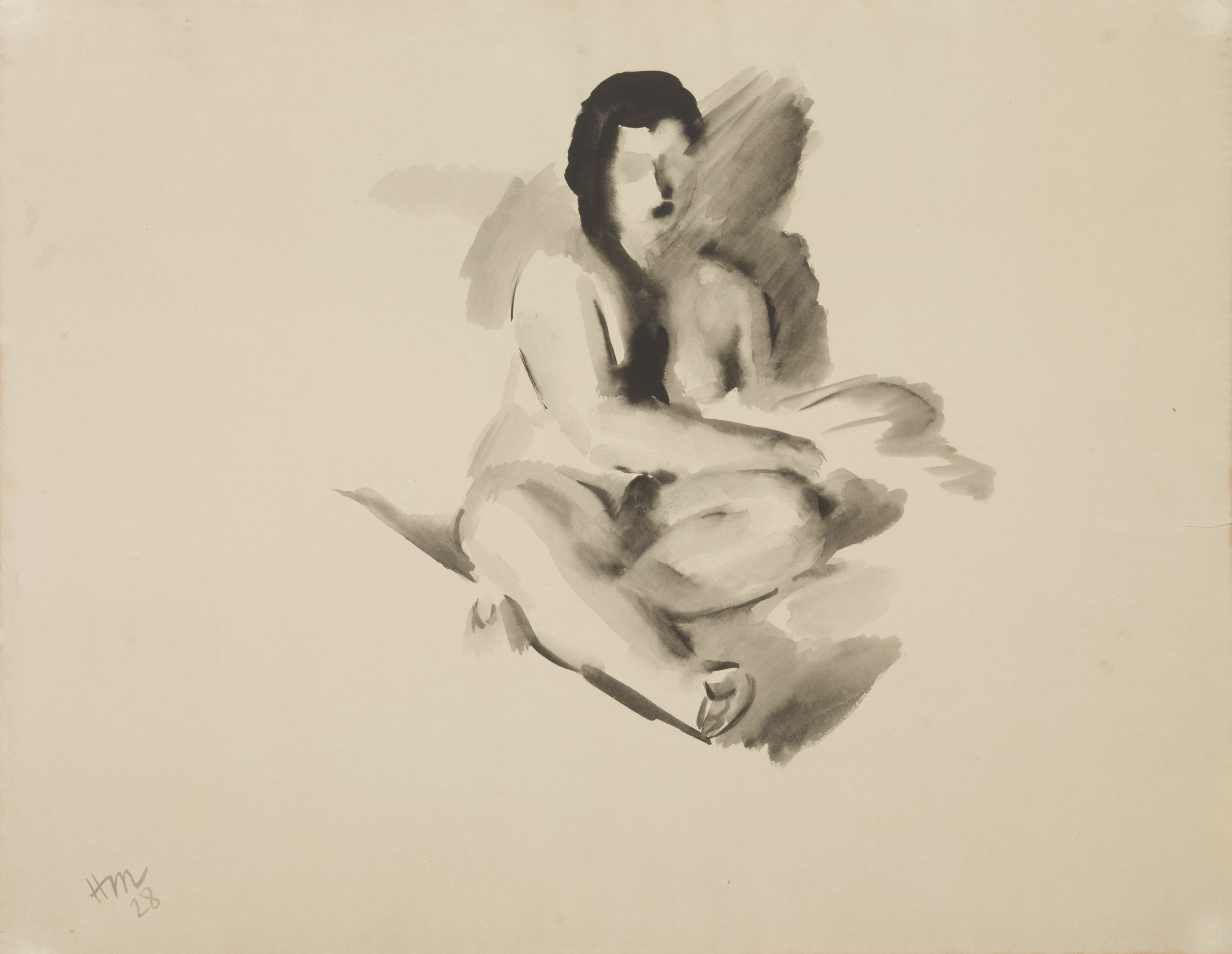Обнаженная с черной косой, Nikolay Tyrsa, 1928