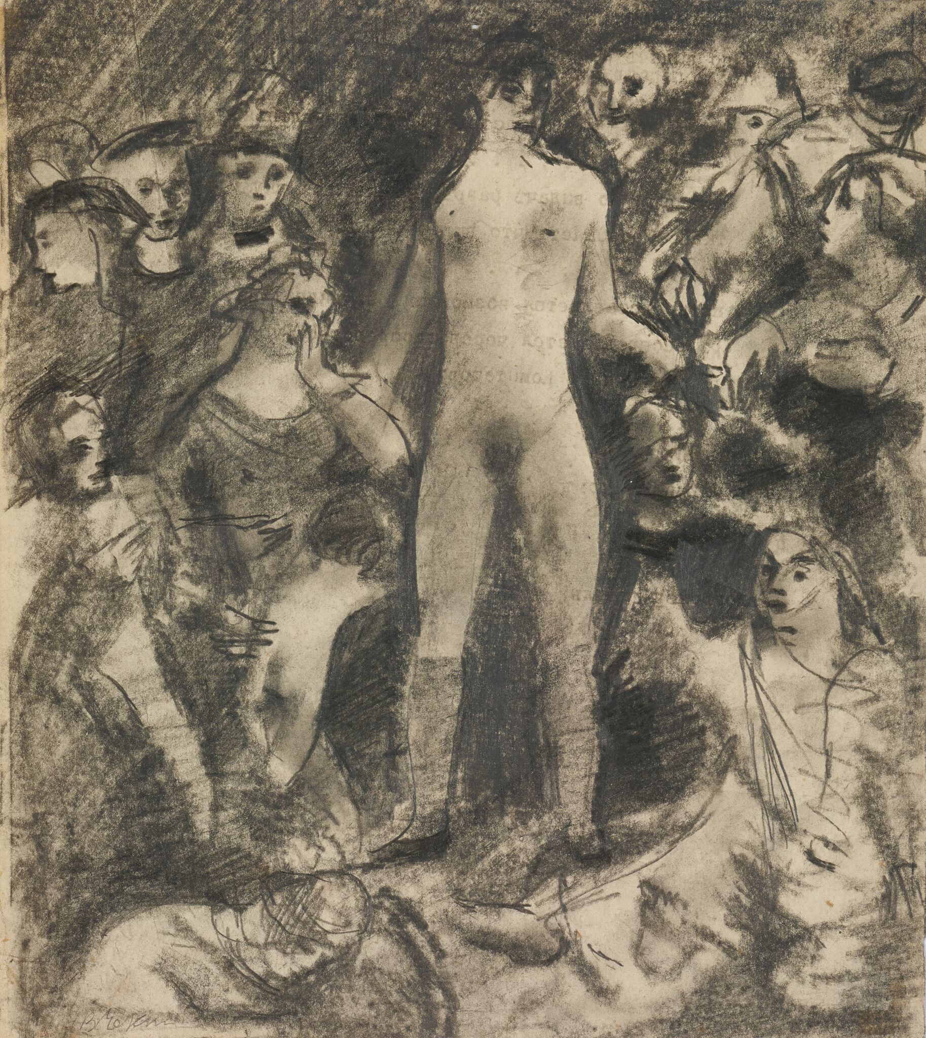 Композиция с обнаженной фигурой в центре, Vasily Chekrygin, c. 1920