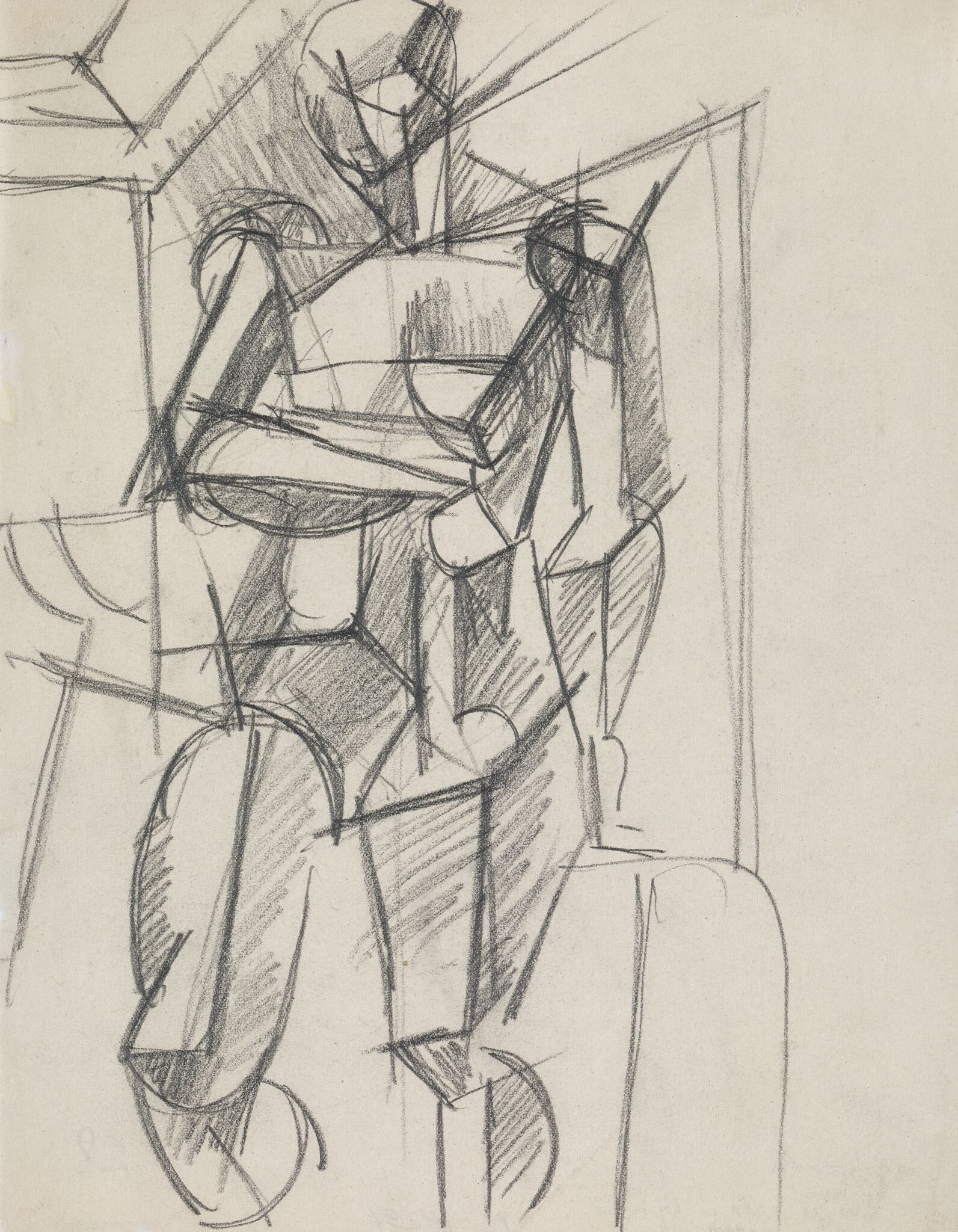 Сидящая женская фигура. Кубизм, Liubov Popova, 1913-1914