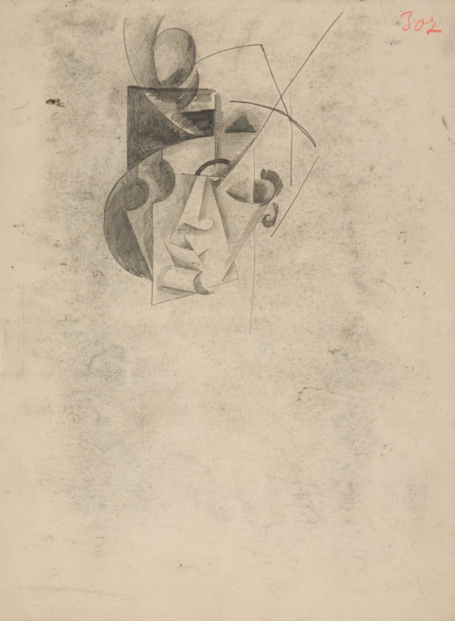 Голова дамы в шляпке. Кубизм, Liubov Popova, 1915