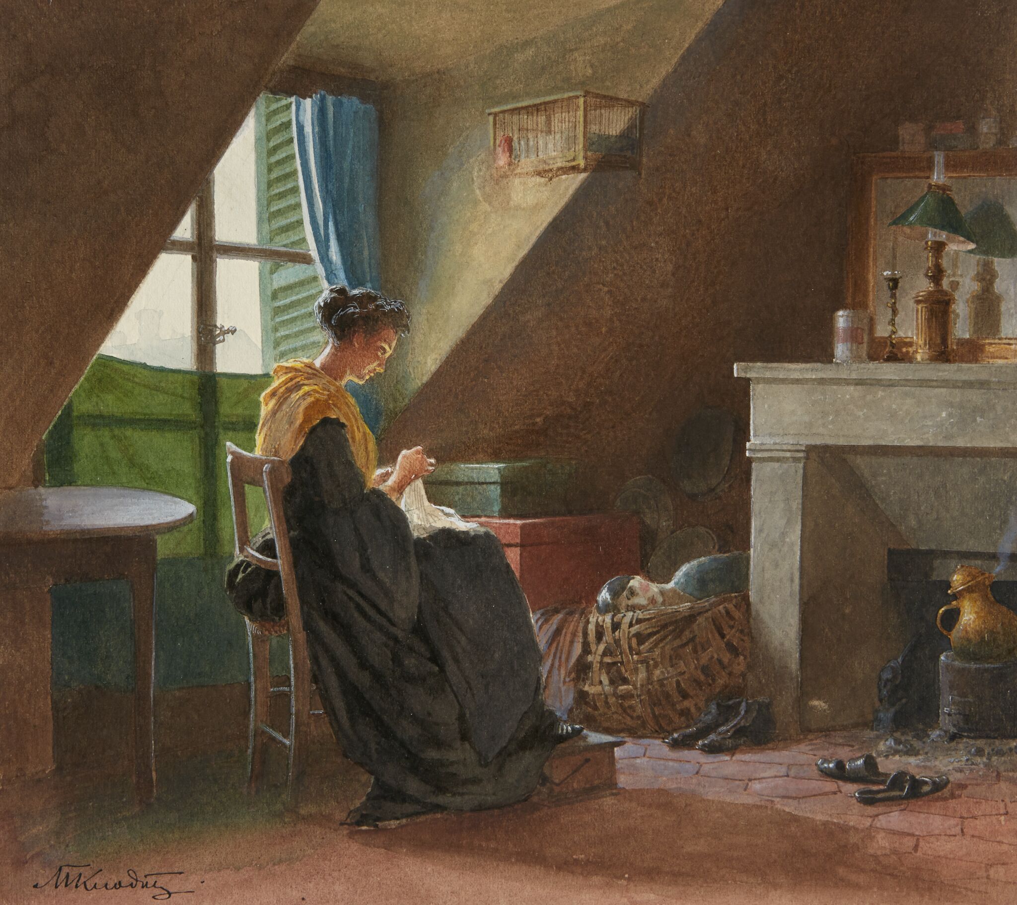В комнате, Mikhail Petrovich Klodt, 1858-1859