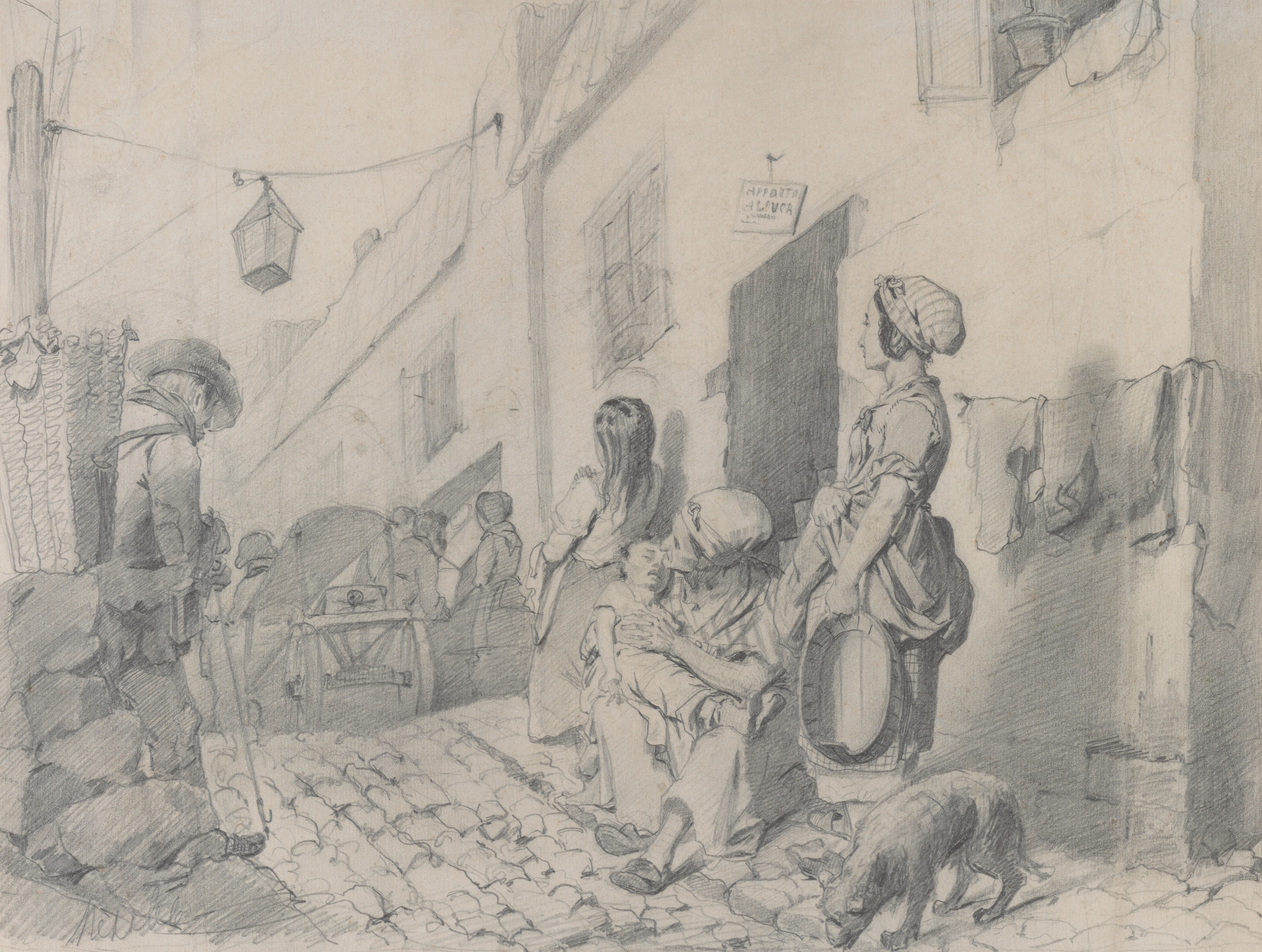 Похороны в бедном квартале в Париже, Vasily Perov, 1863-1864