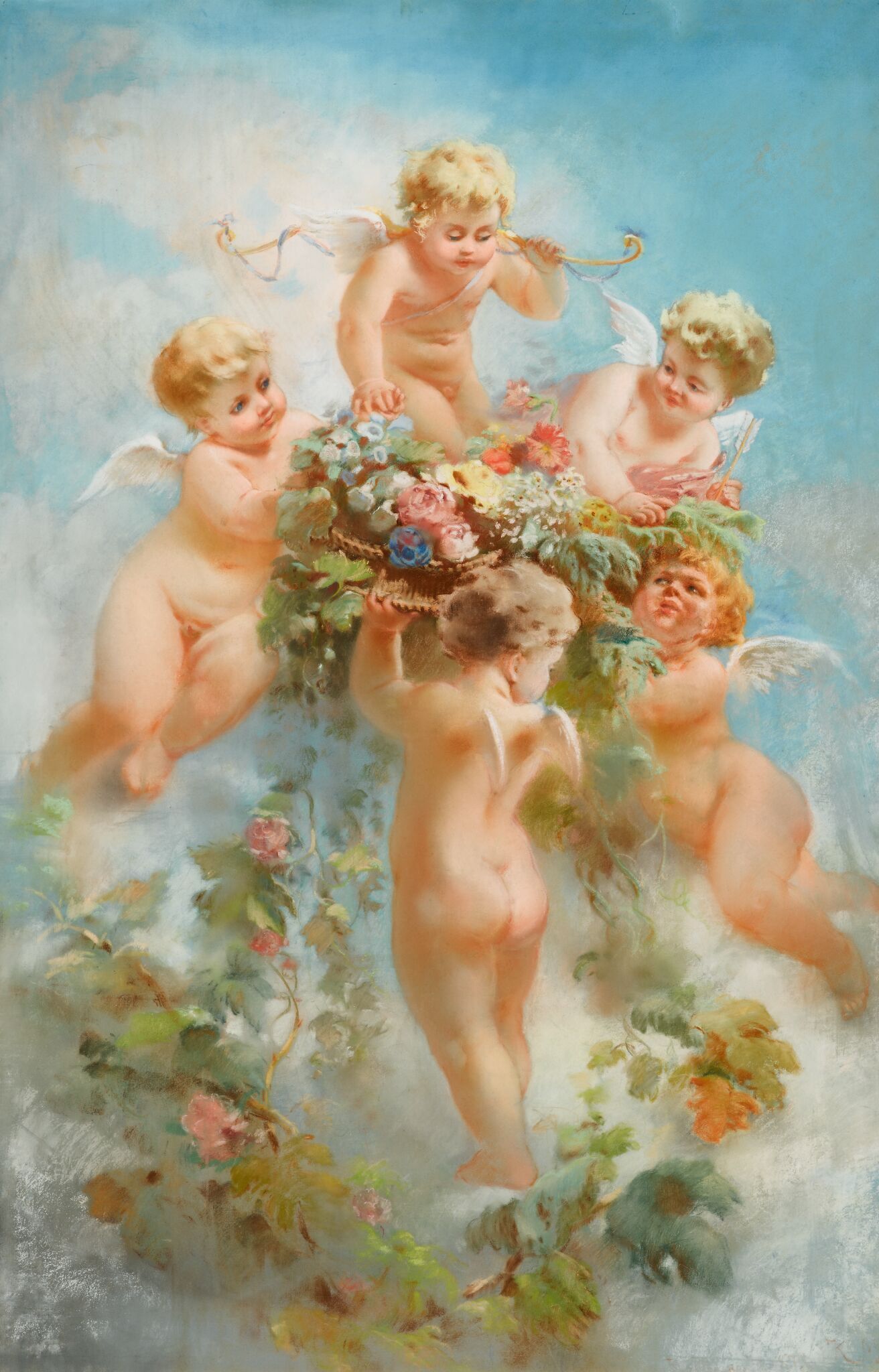 Амуры с цветами, Konstantin Makovsky, 1886-1888