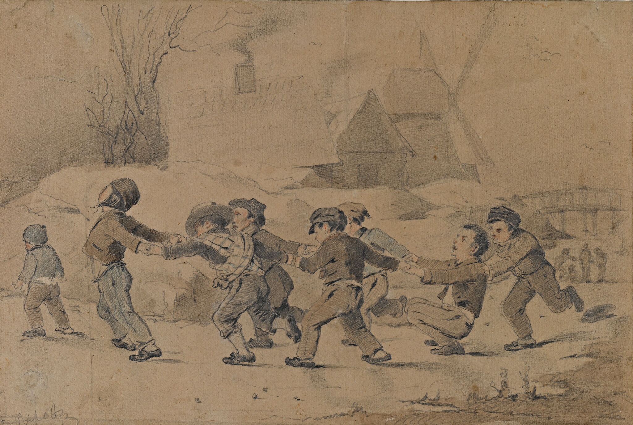 Дети на катке, Vasily Perov, mid-1860s
